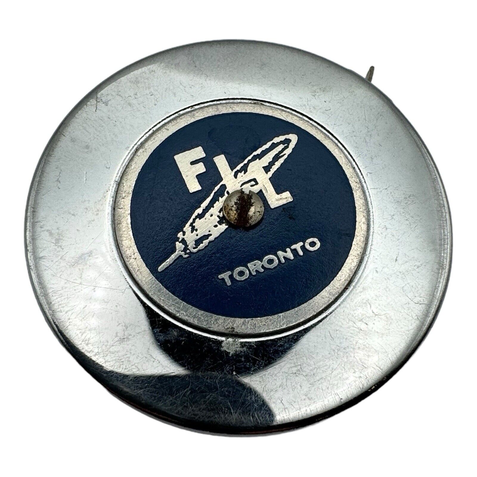 Vintage Measuring Tape F.L Toronto Metal Retractable Tape Measure