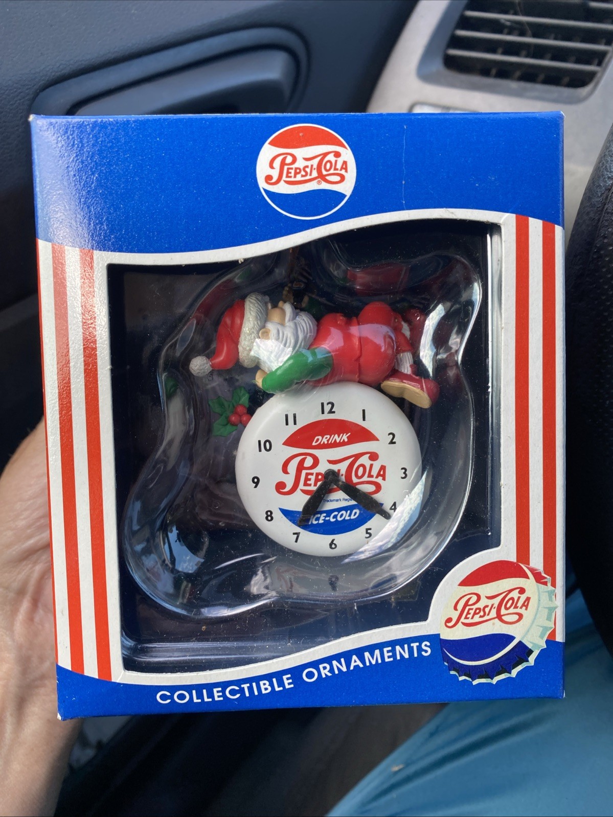Christmas Ornament Pepsi Cola Santa Claus on a Clock 1997 Matrix Original Box -O