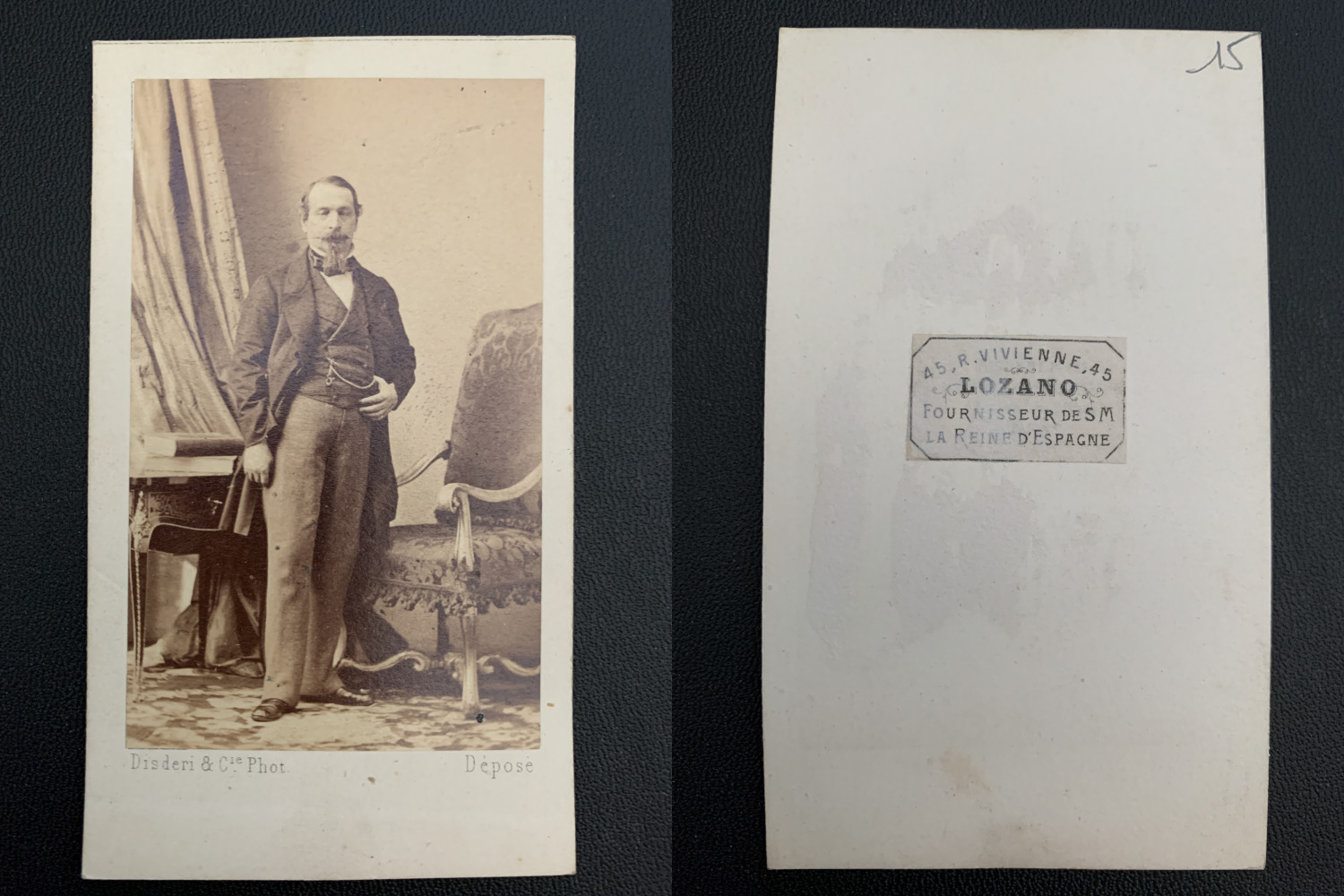 Disderi, Paris, Napoleon III Vintage Business Card, CDV.  Albumin Print 