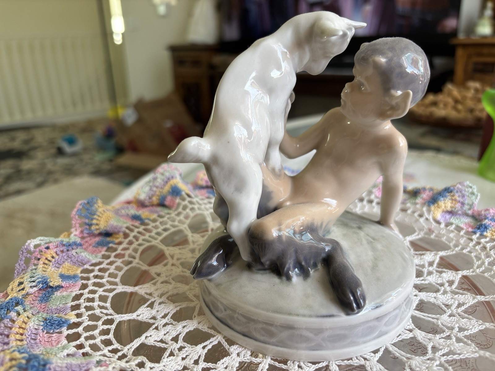 Royal Copenhagen Pan the Goat Boy with Goat Faun/Satyr/Goat #498