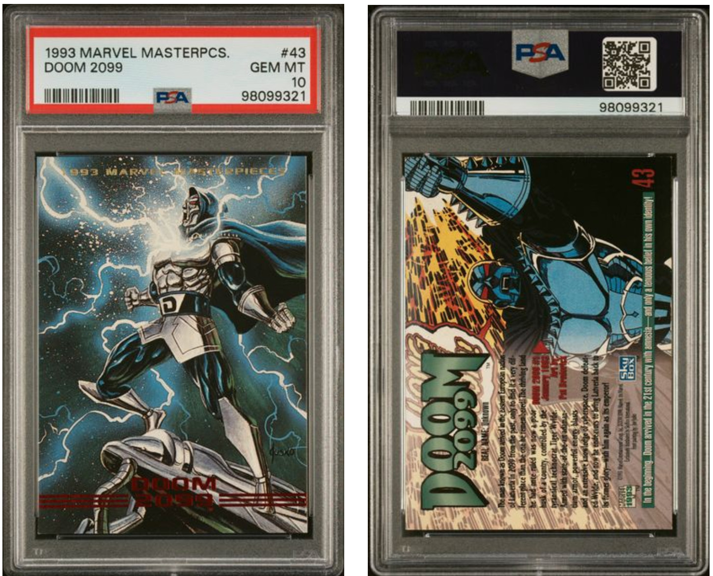 1993 Skybox Marvel Masterpieces Doom 2099, PSA 10 Pop 100, Very Hard To Find