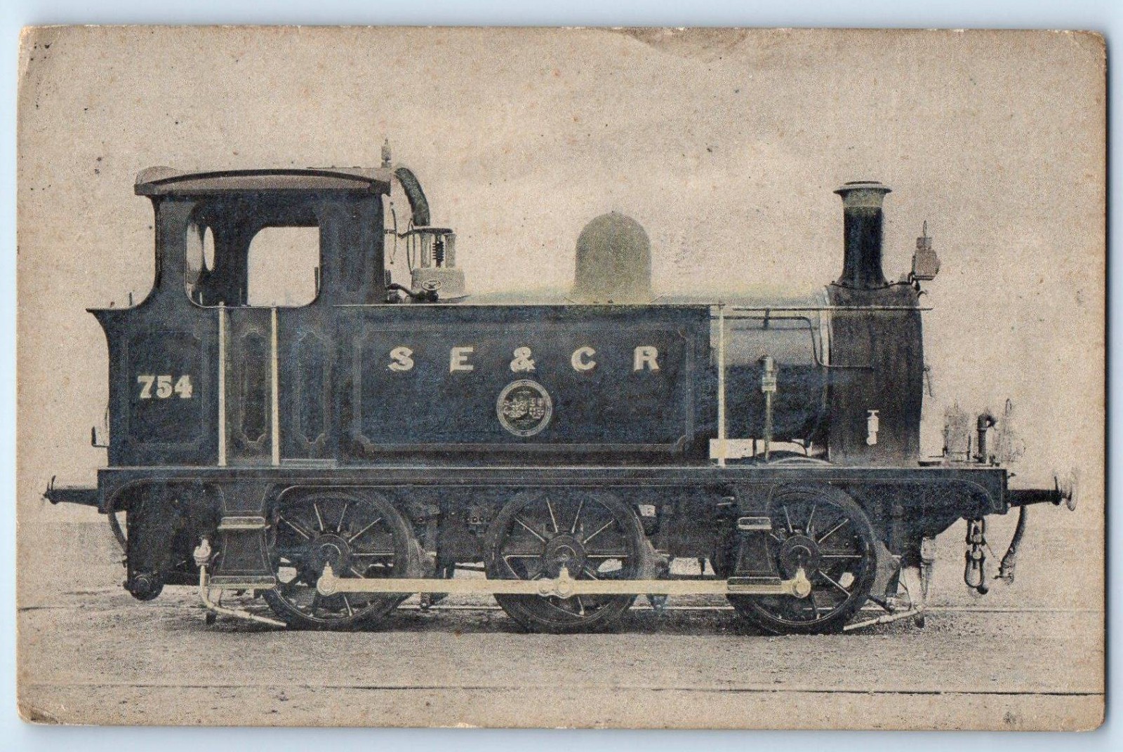 Postcard Photo of SE & CR No. 754 Train Locomotive c1910 Antique Posted