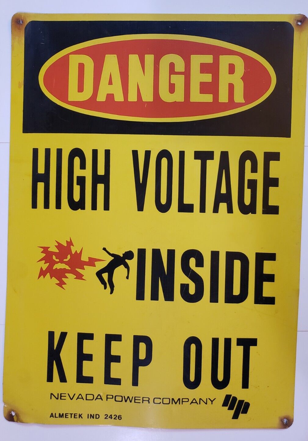 Almetek Porcelain Sign - NVE Power Plant - Danger High Voltage Inside Keep Out