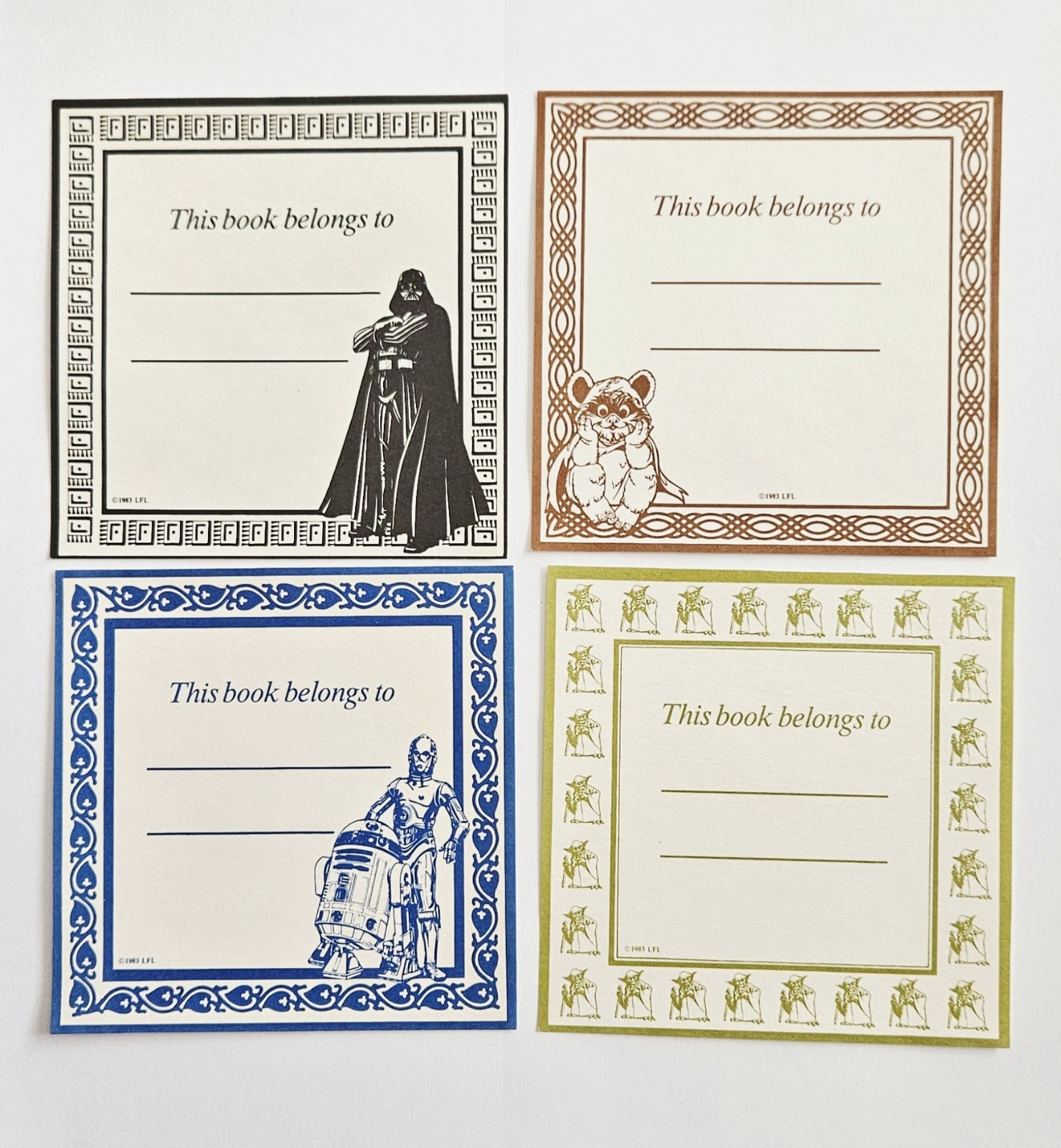 Vtg Star Wars Bookplates Set 1983 Stickers Darth Vader Ewok Yoda R2-D2 C-3PO