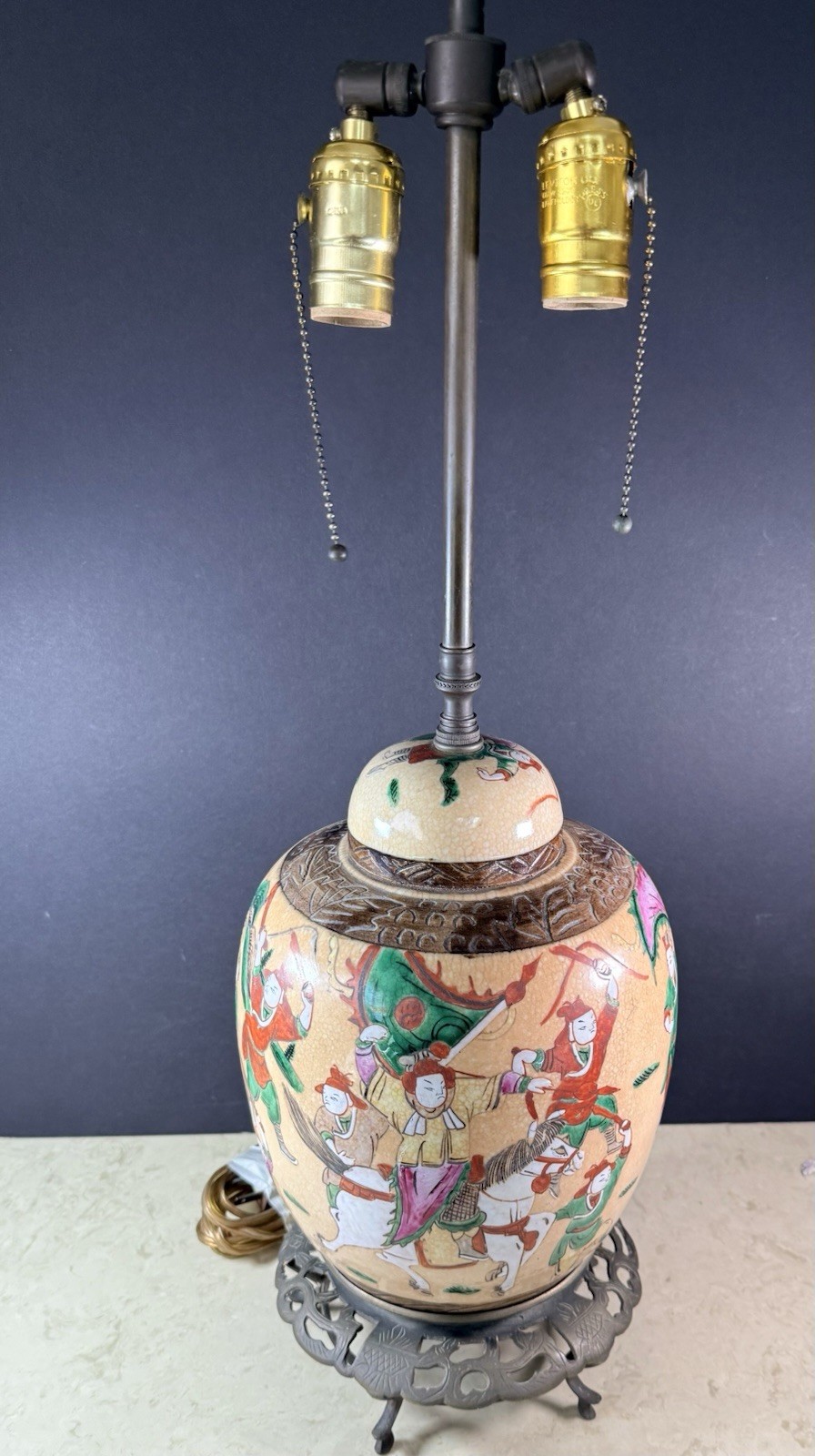 Vintage Chinese Porcelain Nanking Crackle Glaze Ginger Jar Lamp