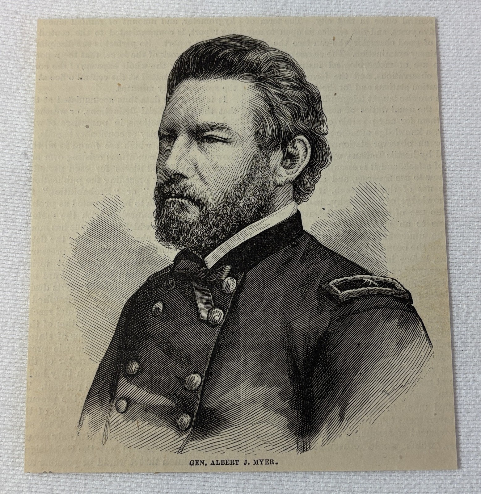 1878 magazine engraving ~ GENERAL ALBERT J MYER ~ US Army Signal Corps