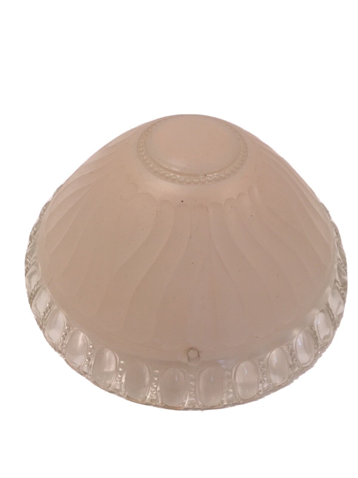 Vintage Frosted Clear Pink Art Deco Glass 3 Chain Hanging Ceiling Light Shade Vintage Frosted Clear Pink Art Deco Glass 3 Chain Hanging Ceiling Light Shade