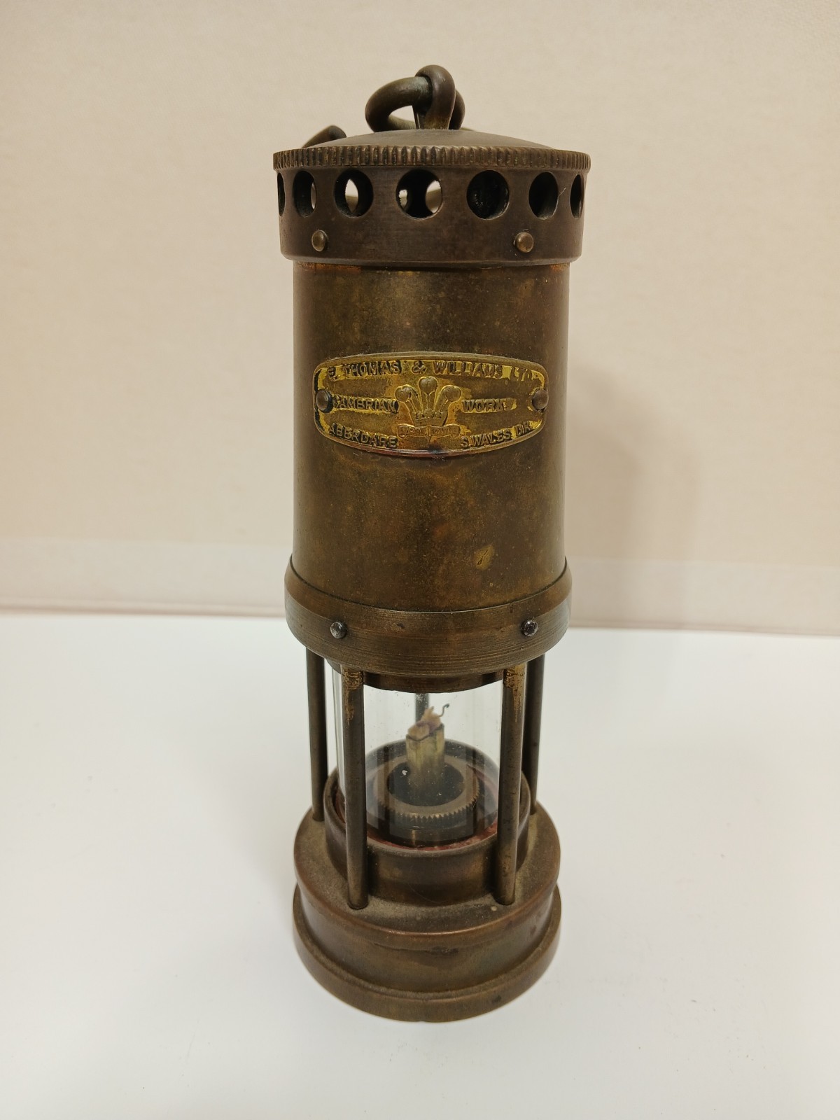 Vintage E. Thomas & Williams Cambrian Brass Miners Lamp - 6 1/2\