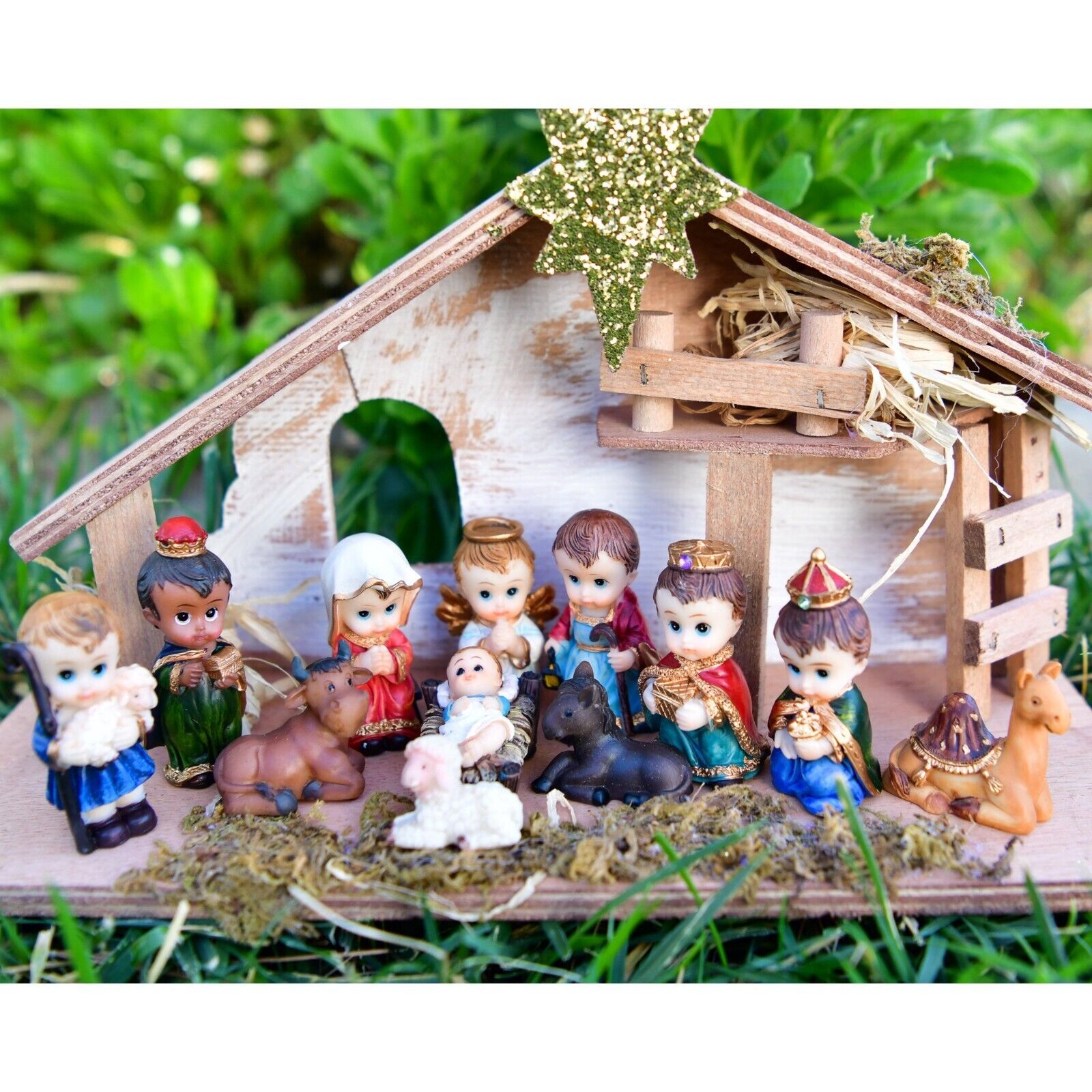 Nativity Set Scene Christmas Figures Polyresin Figurines Baby Jesus - 13 PIECE