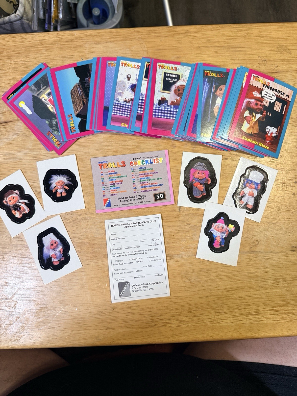 1992 Collect-A-Card Norfin Trolls Complete Set 1-50 + Bonus Stickers & App Card
