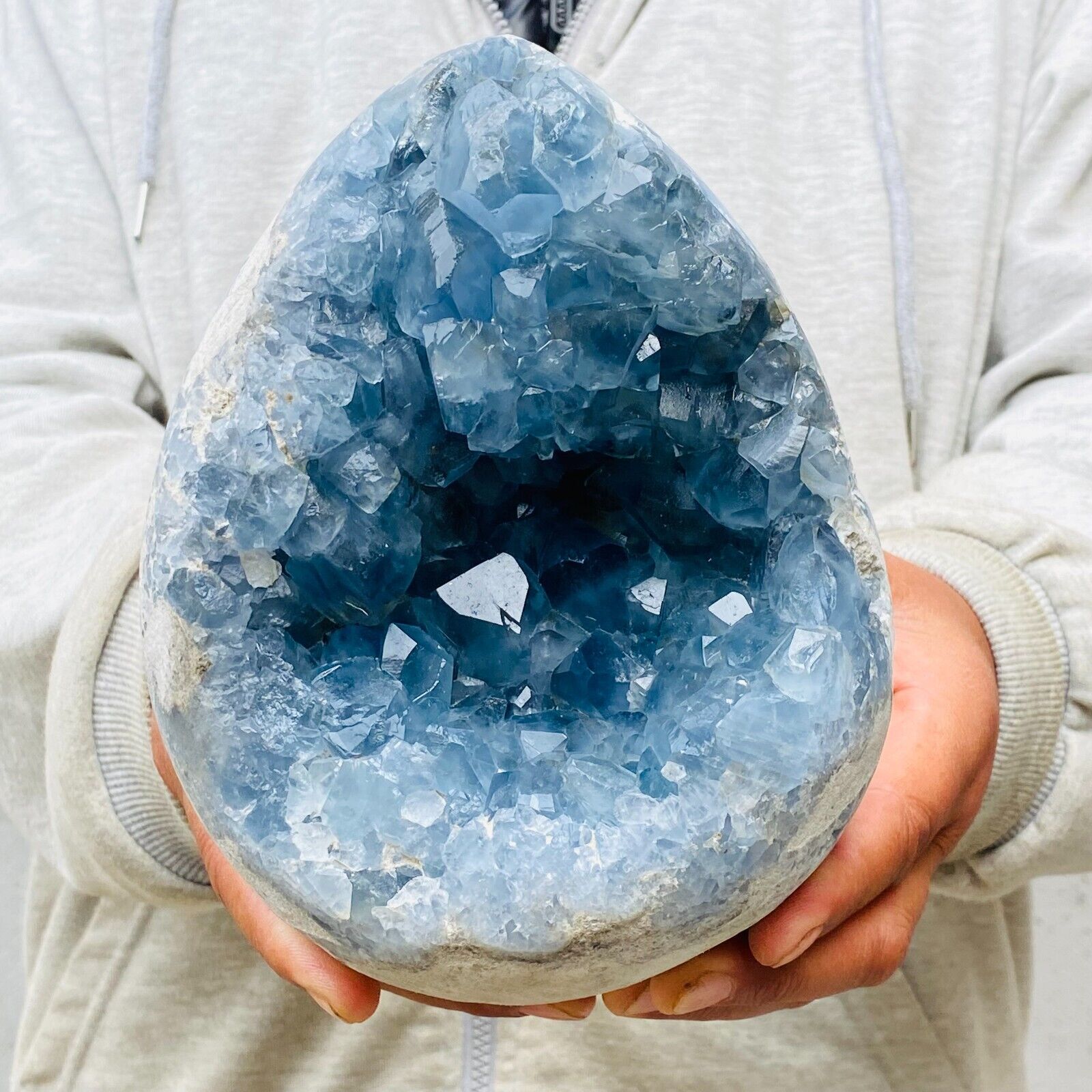 5200g Large Natural Blue Celestite Geode Quartz Crystal Egg Mineral Specimen