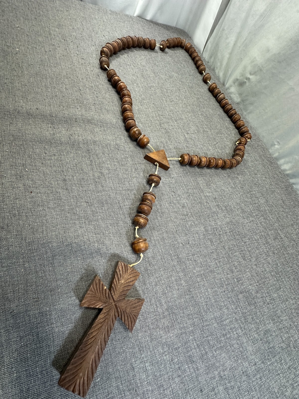 Vintage Giant Wooden Wall Rosary Oversized Large 48\