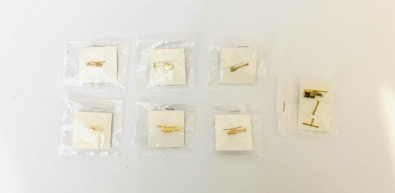 Lot Of 7 Vintage 1980\'s Bell Textron Gold Tone Helicopter Lapel Pins