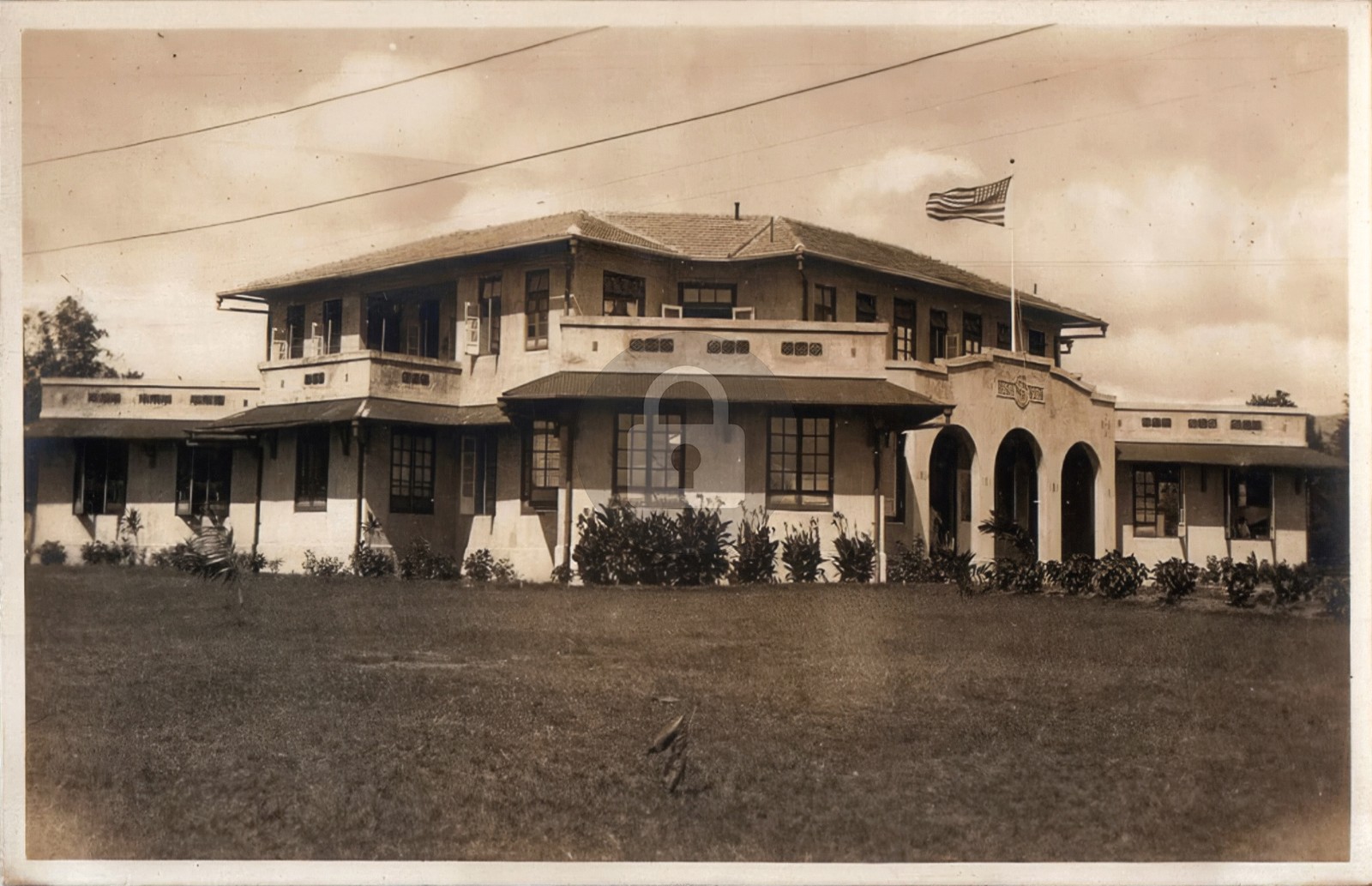 Cebu Philippines Front Bldg. Flag c1930s RPPC Photo Postcard COPY