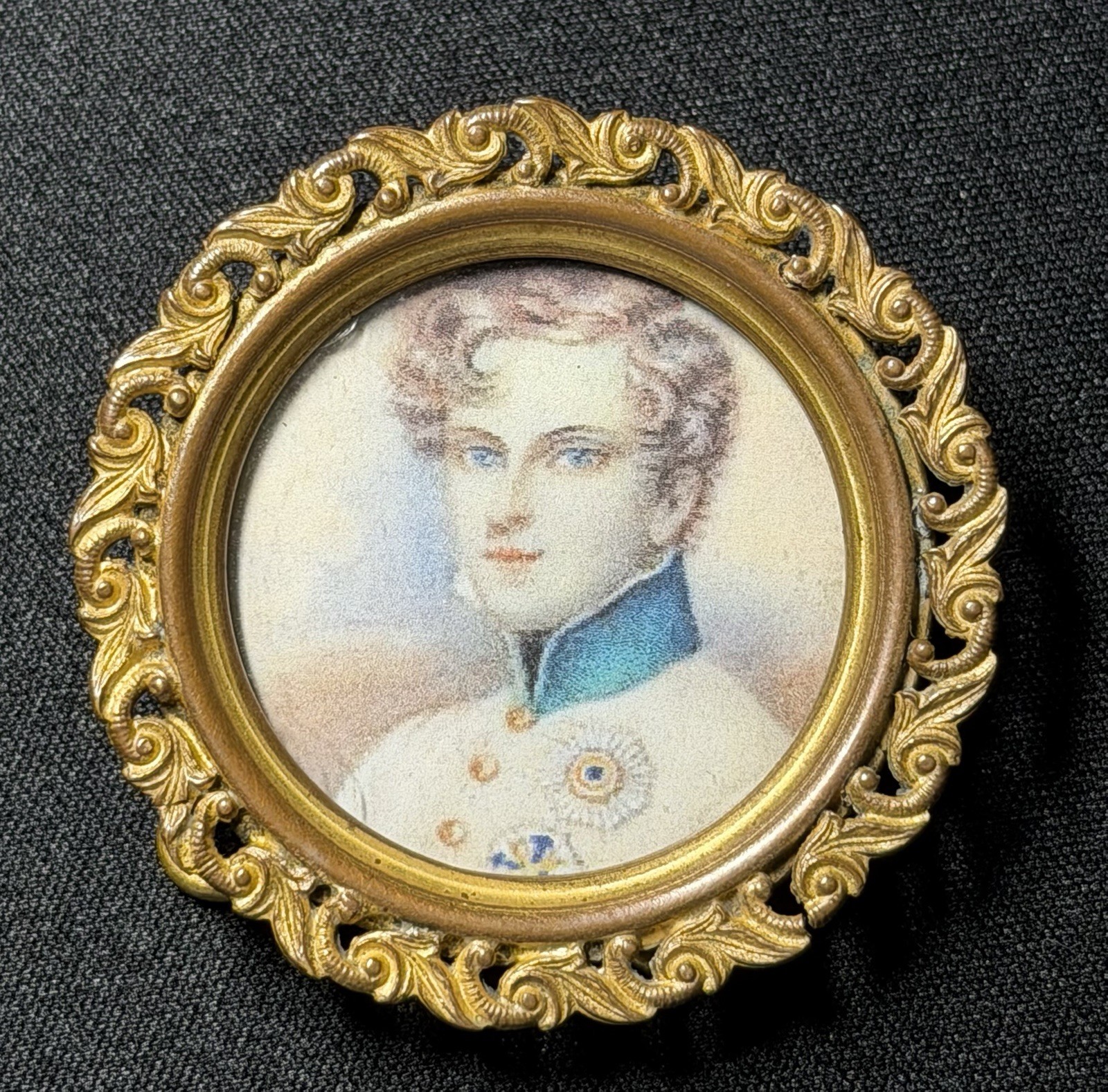 Antique Miniature Photo Frame Napoleon II Portrait 