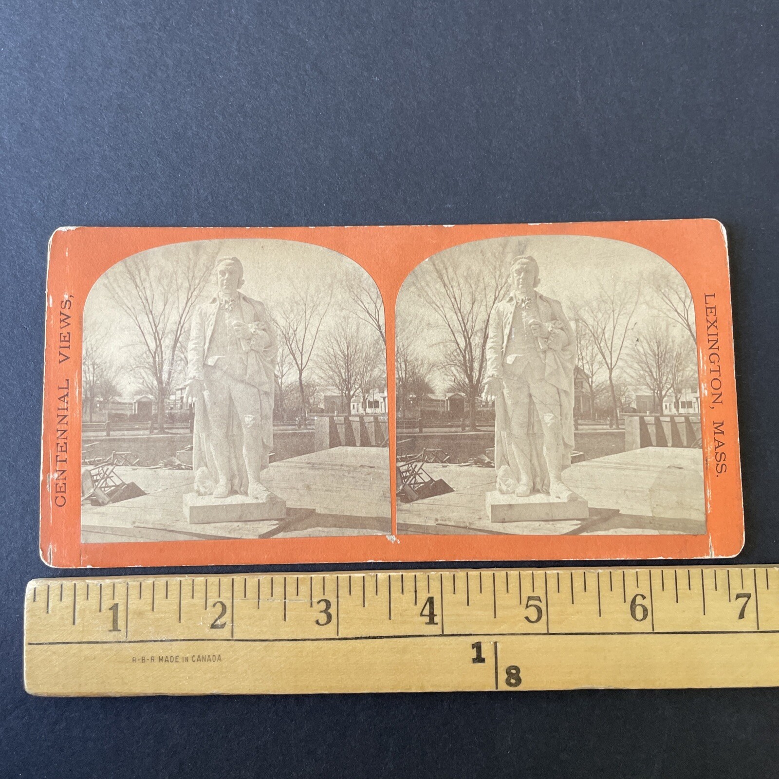 Samuel Adams Statue Stereoview Centennial Views Lexington Mass 1875 T. Lewis