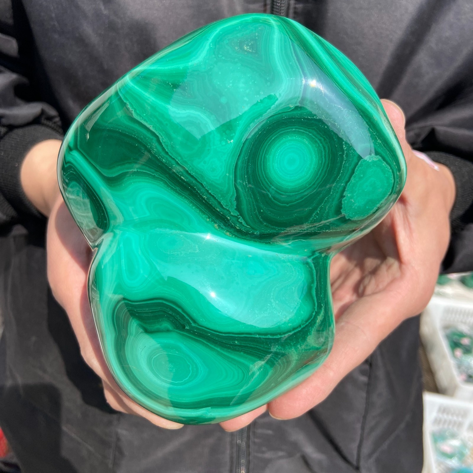 1750g  Natural malachite crystal partially polished mineral specimen