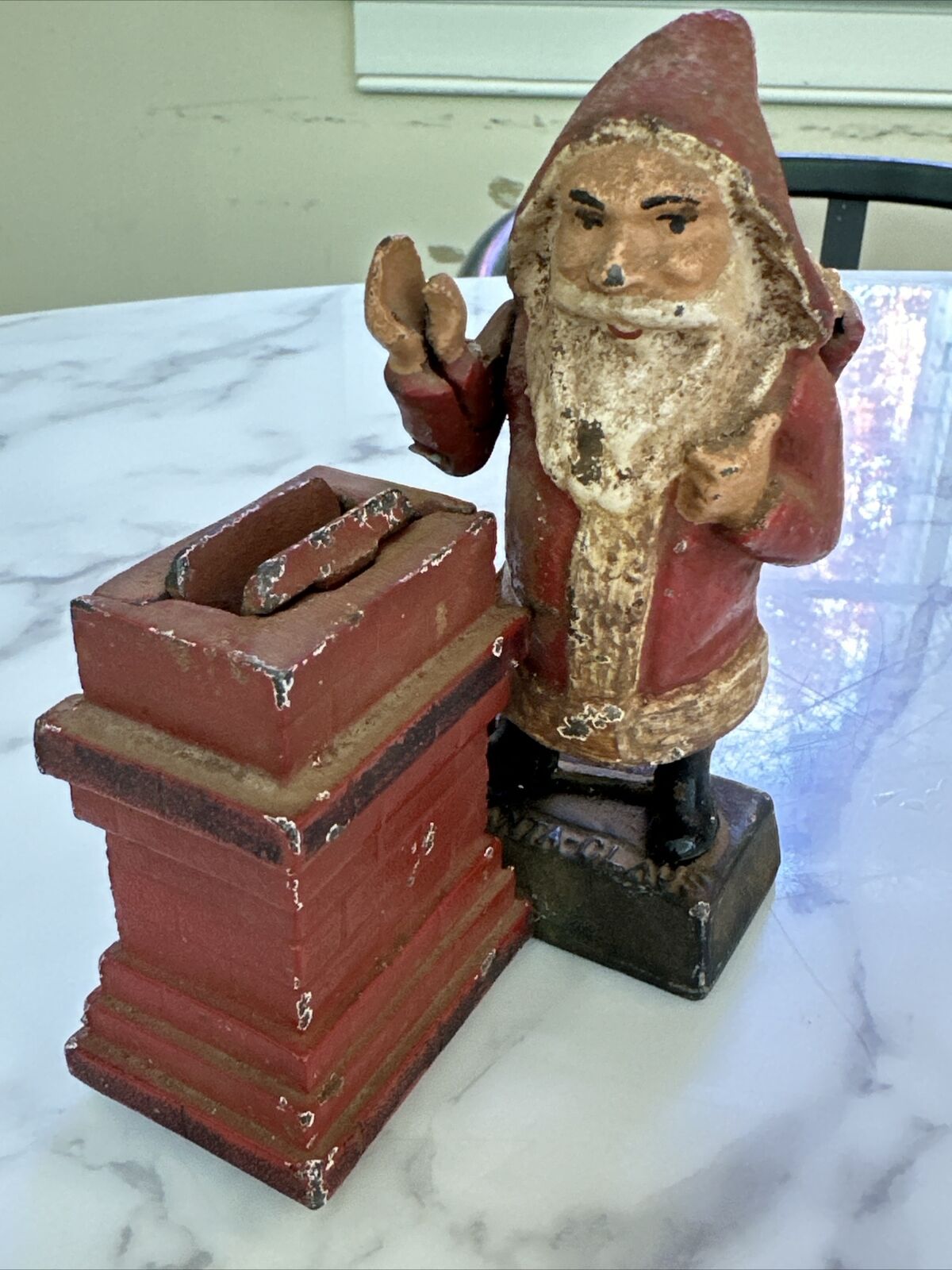 Antique Cast Iron Santa Claus Chimney Mechanical Coin Bank Made In USA