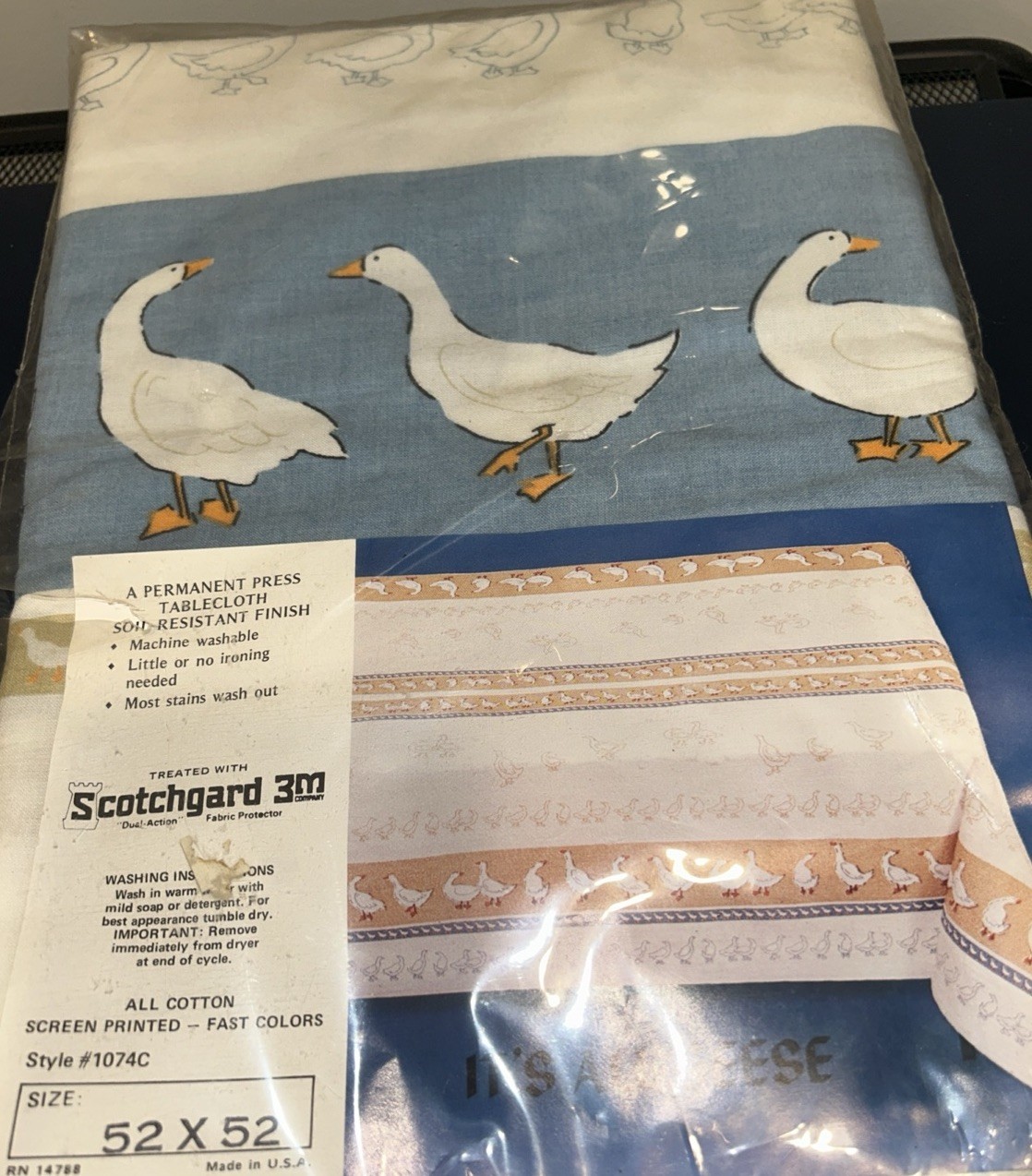 Country Geese Farmhouse Tablecloth 52”x52” Cotton Never Used USA Vintage Country Geese Farmhouse Tablecloth 52”x52” Cotton Never Used USA Vintage