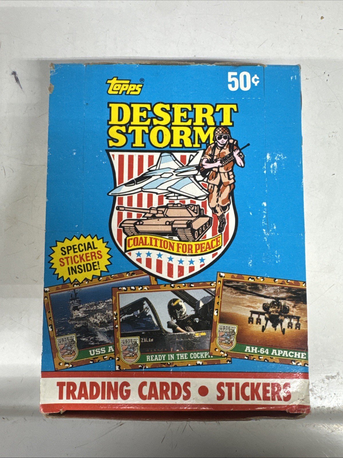 1991 TOPPS DESERT STORM TRADING CARDS WAX BOX - 36 FACTORY SEALED PACKS FASC