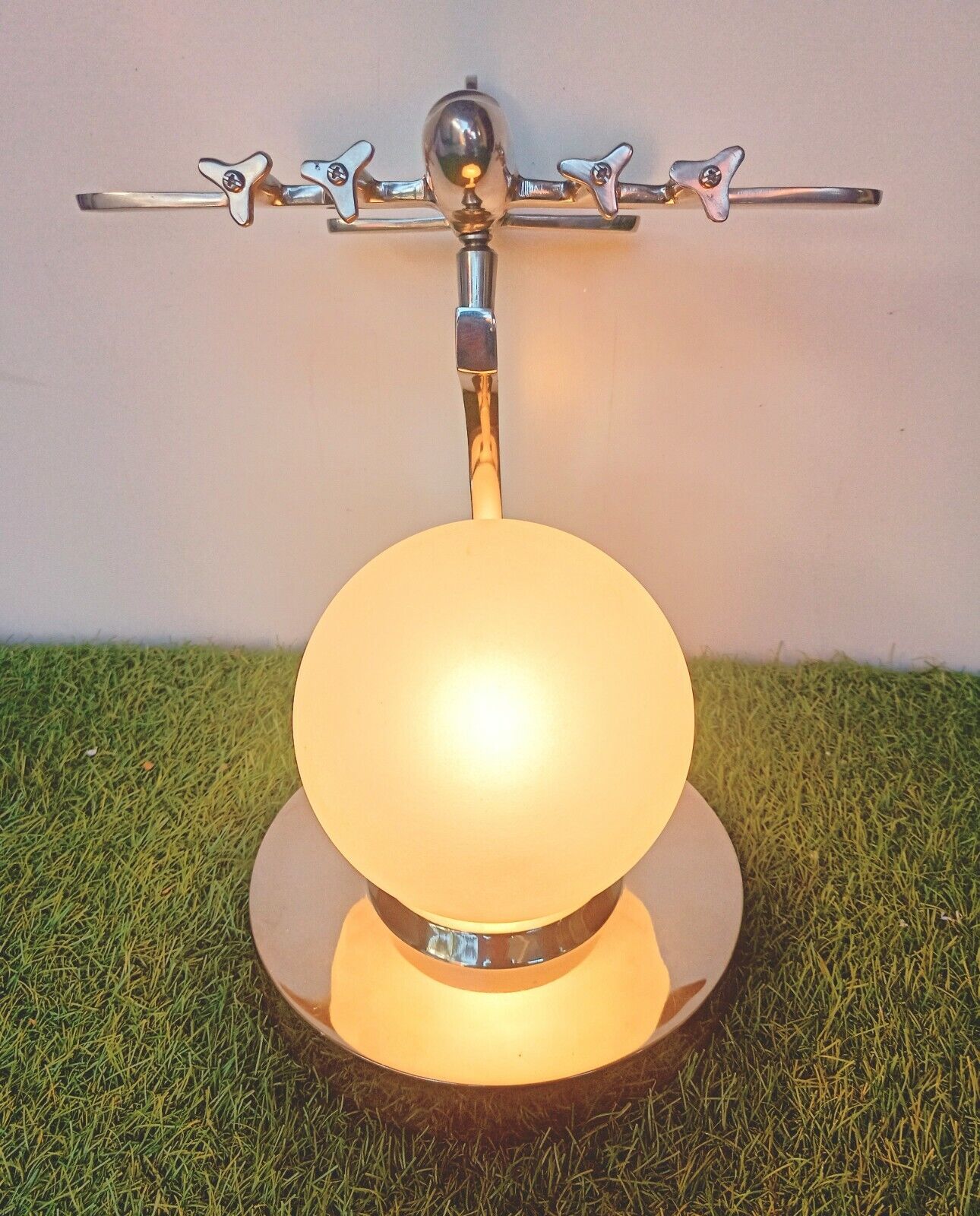 Aircraft Plane Model Globe Silver Desk Lamp Home Décor Decorative Table Lighting