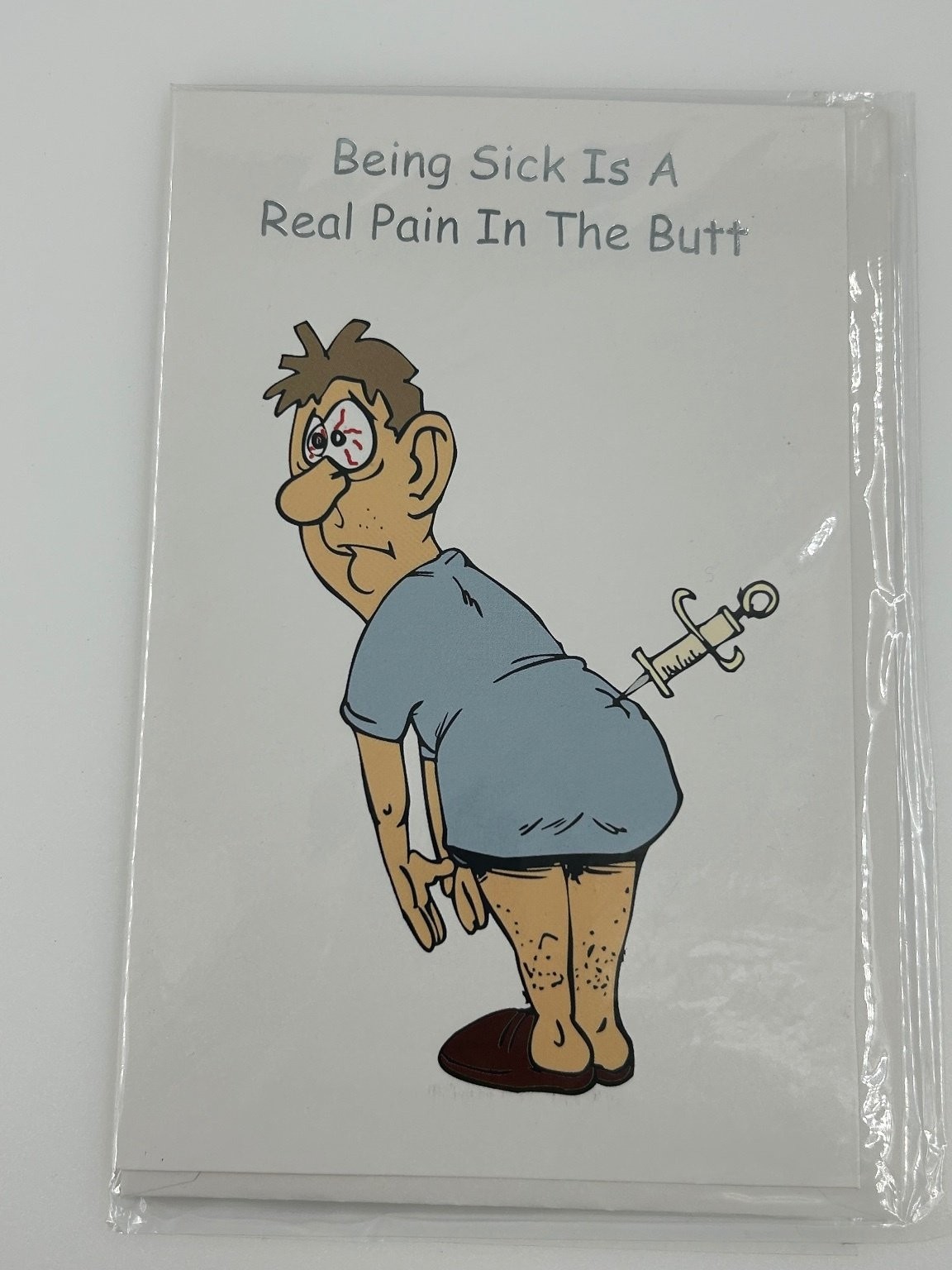 Funny Get Well Soon Greeting Card Cartoon Man Syringe Pain In The Butt Funny Get Well Soon Greeting Card Cartoon Man Syringe Pain In The Butt