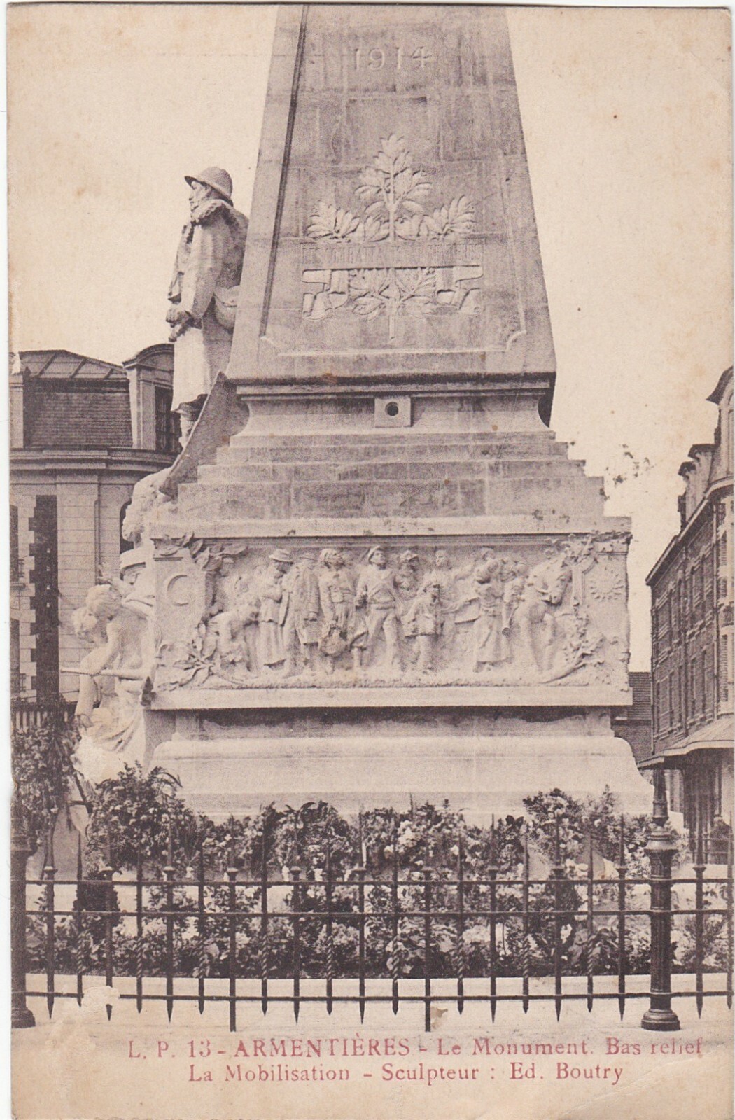 G511 ARMENTIERES - BOUTRY MONUMENT - MOBILIZATION - WW1 - WAR 1914-1918