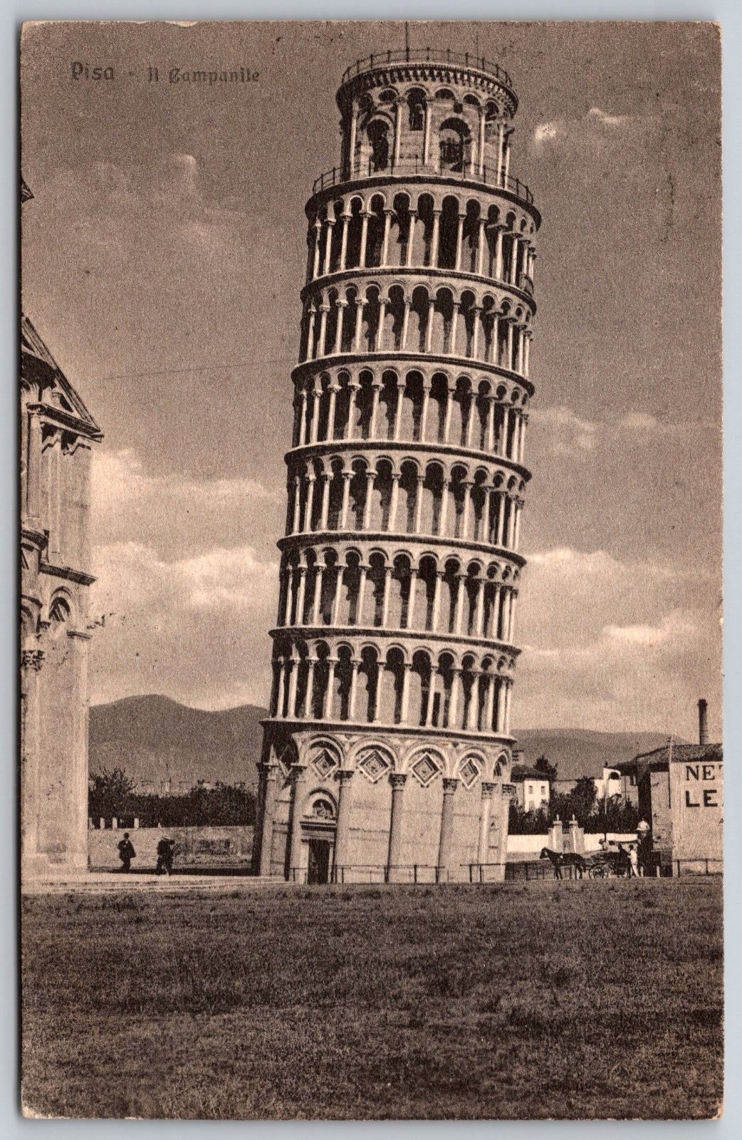 Pisa Italy Leaning Tower Il Campanile Horse Cart People Postcard PC551