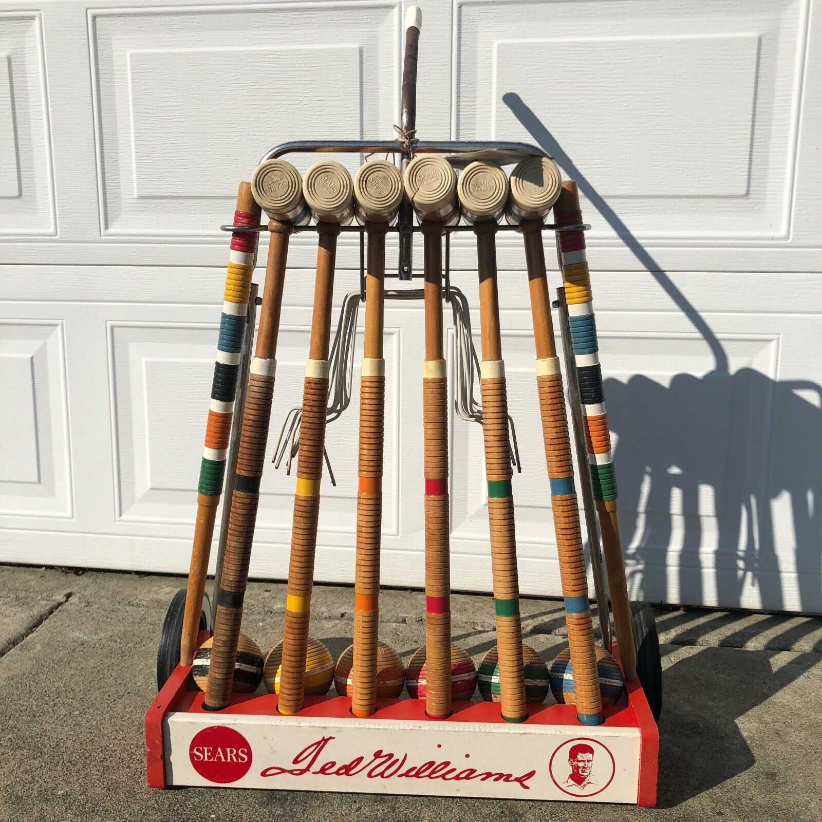 VINTAGE TED WILLIAMS SEARS CROQUET SET COMPLETE PAINTED WOOD EARLY 60'S PROP 
