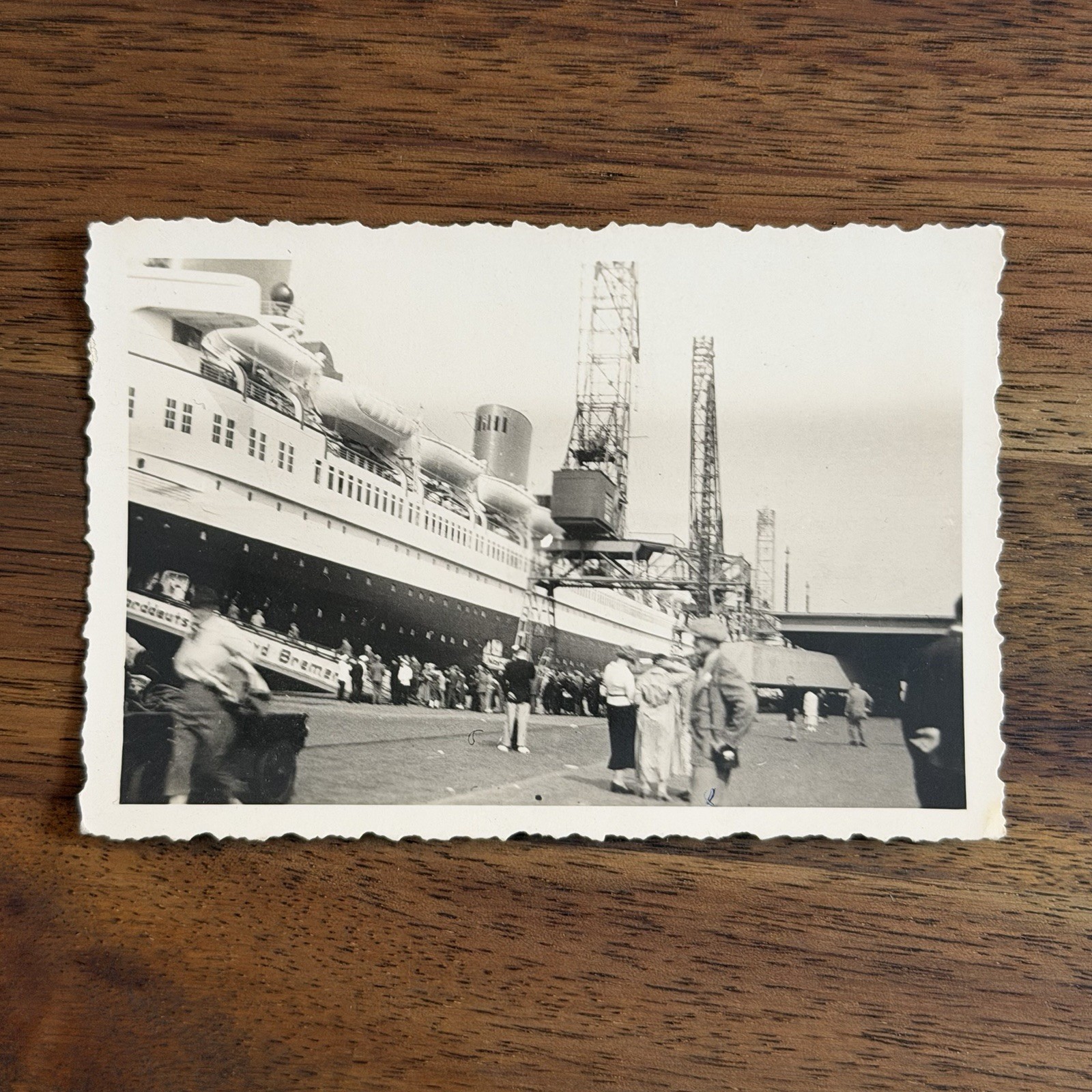 Vintage B&W Photo SS Bremen Norddeutscher Lloyd Ocean Liner German Ship