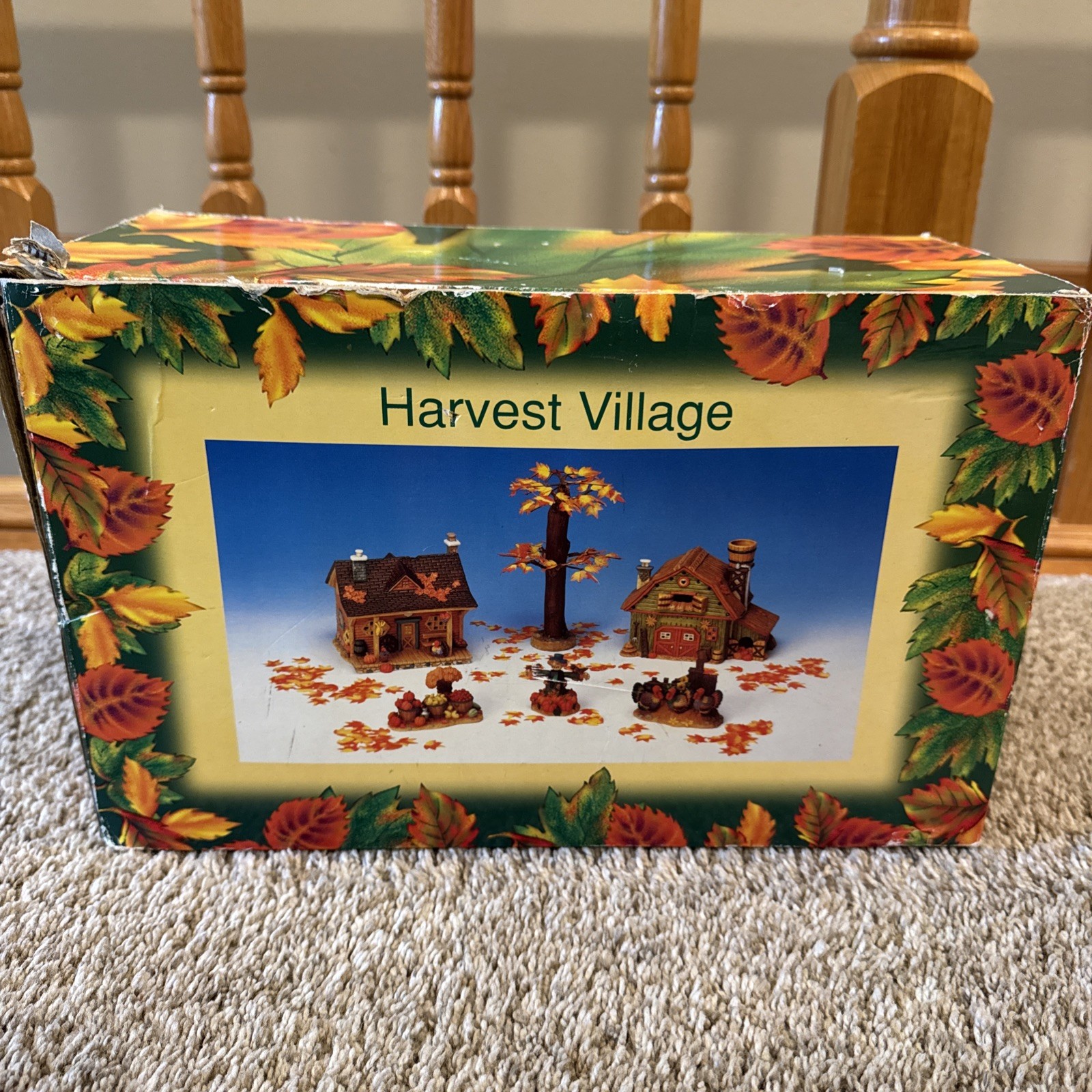 Fall Autumn Harvest Village Miniature Lighted Village Houses & Accessories Set