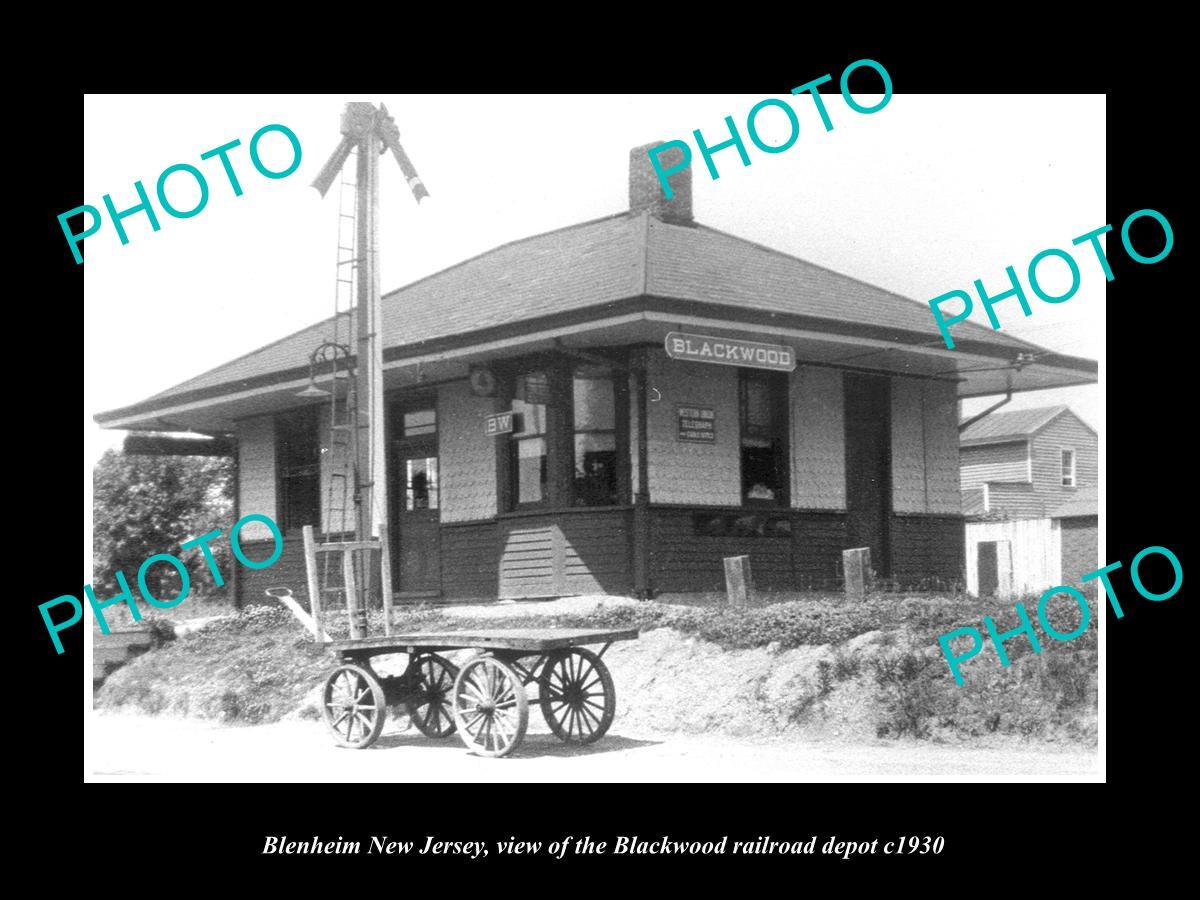 OLD LARGE HISTORIC PHOTO OF BLENHEIM NEW JERSEY BLACKWOOD RAILROAD DEPOT c1930