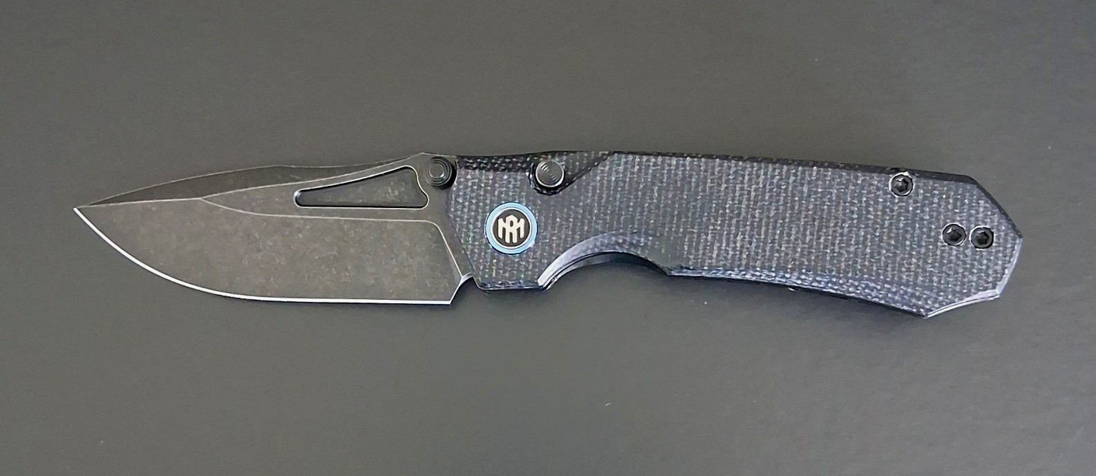 • Remette Knives Rhino Folding Pocket Knife Black Micarta Sandvik 14C28N BNIB 