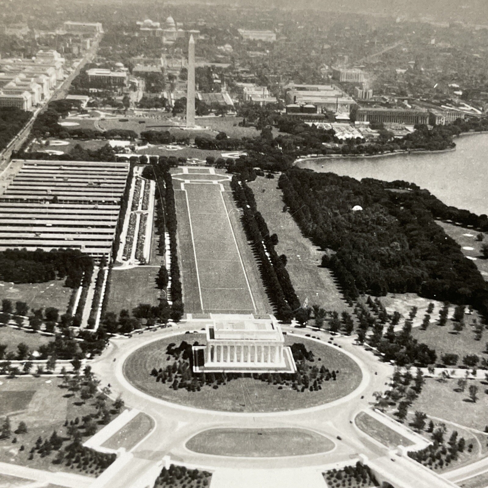 Lincoln Memorial Air View Stereoview Keystone View Co Washington DC 1920s