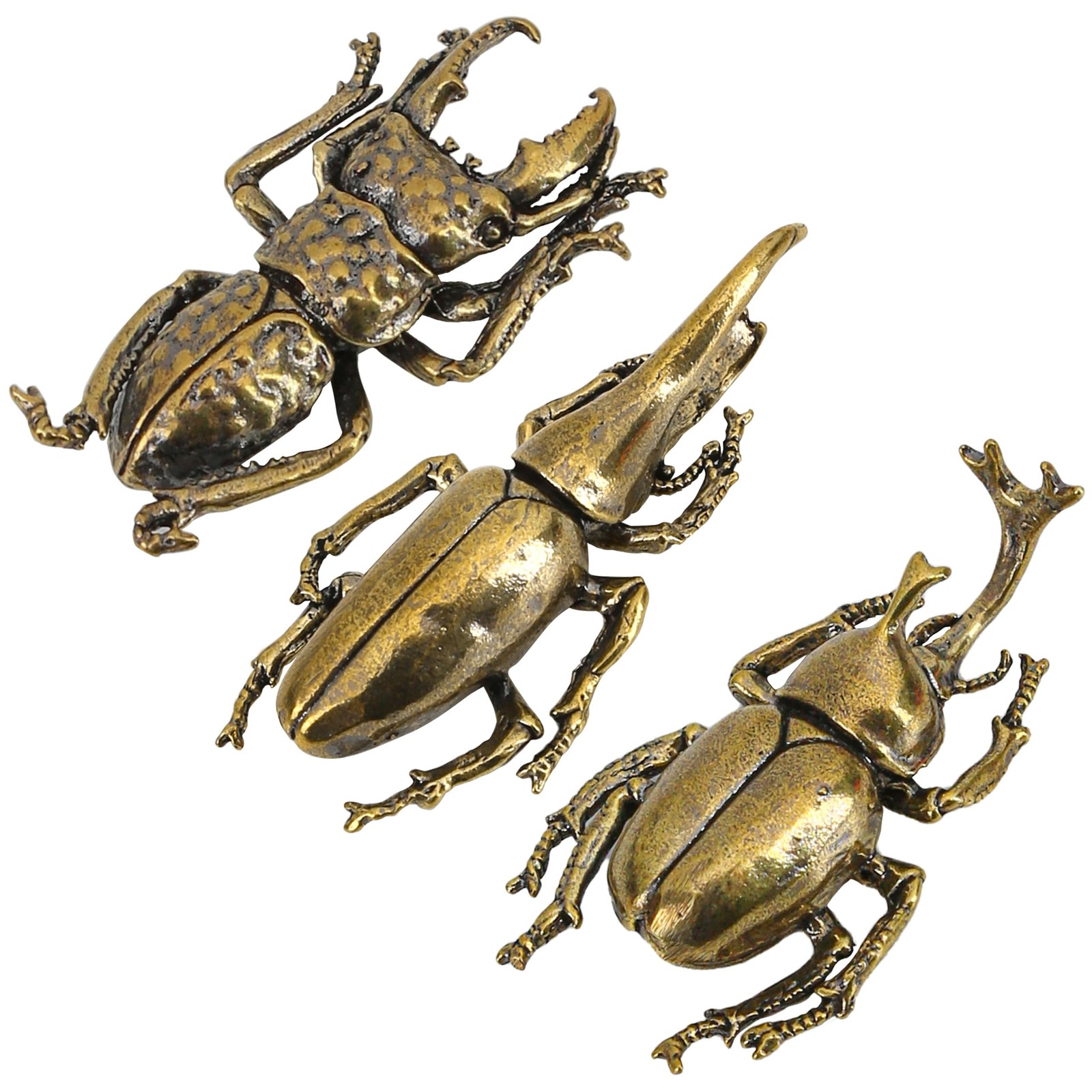 3PCS/Set Insect Bug Wall Decor, Solid Brass Beetle Figurine Ornament, Exquisi...