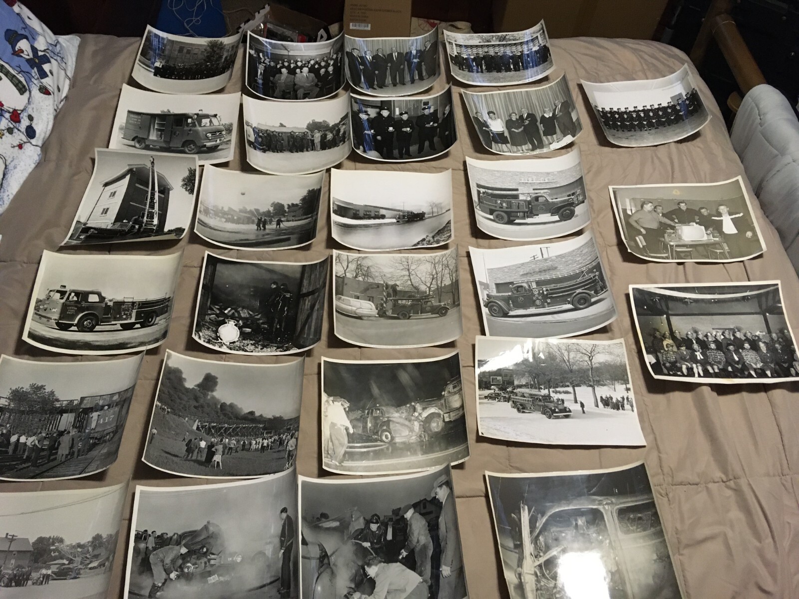 VINTAGE LOT 27 FIRE DEPT FIREMAN PHOTOS TRUCK & CAR CRASH TRAIN WRECK FIRES ETC