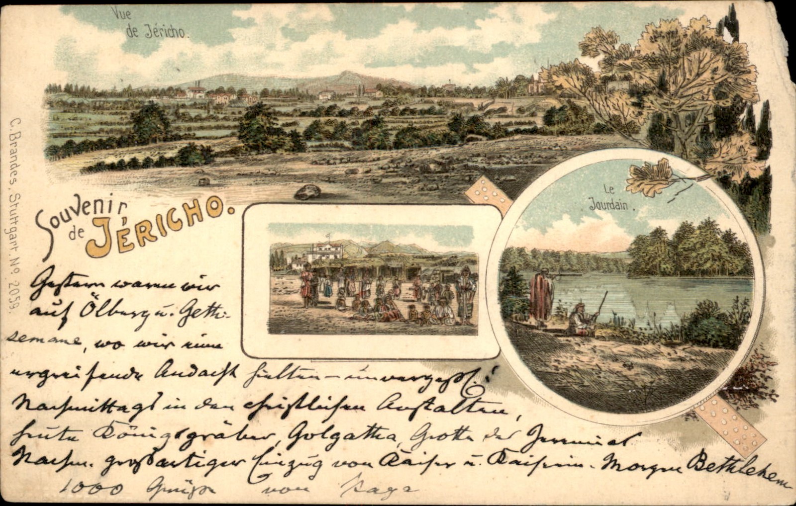 Jericho Palestine German Jerusalem Postmark 1898 Postcard bhn