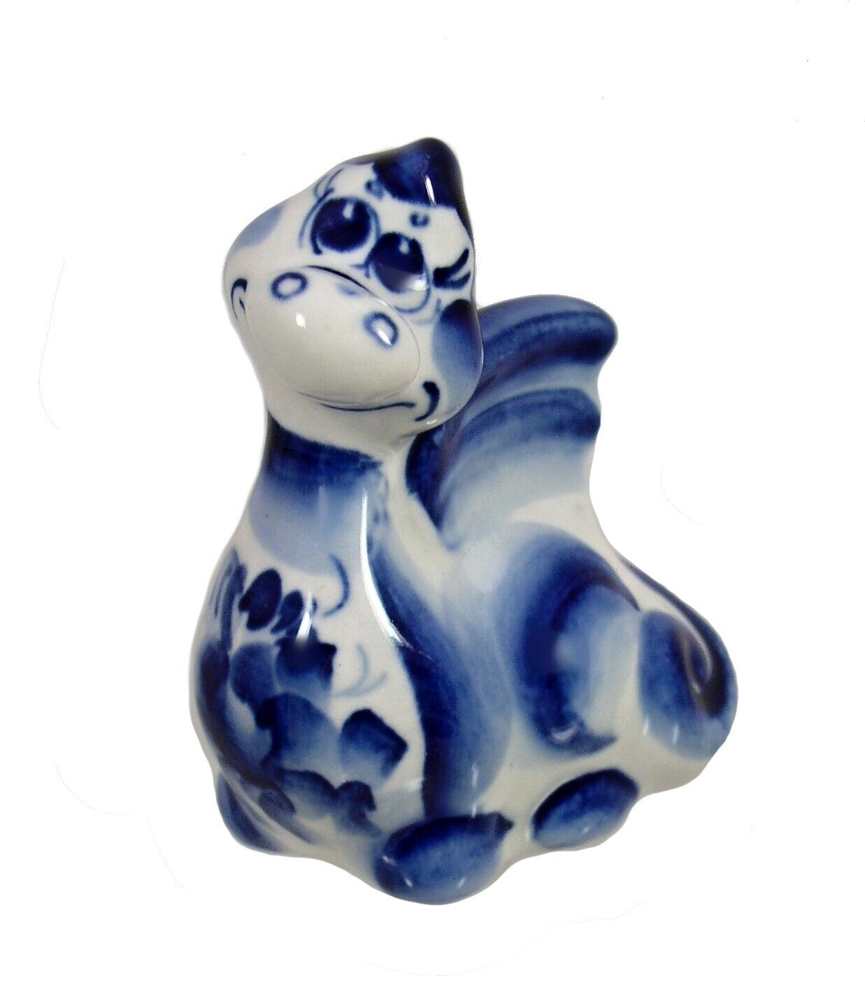 Dragon Blue an White Gzhel Porcelain Figurine - The Symbol of The Year 2024
