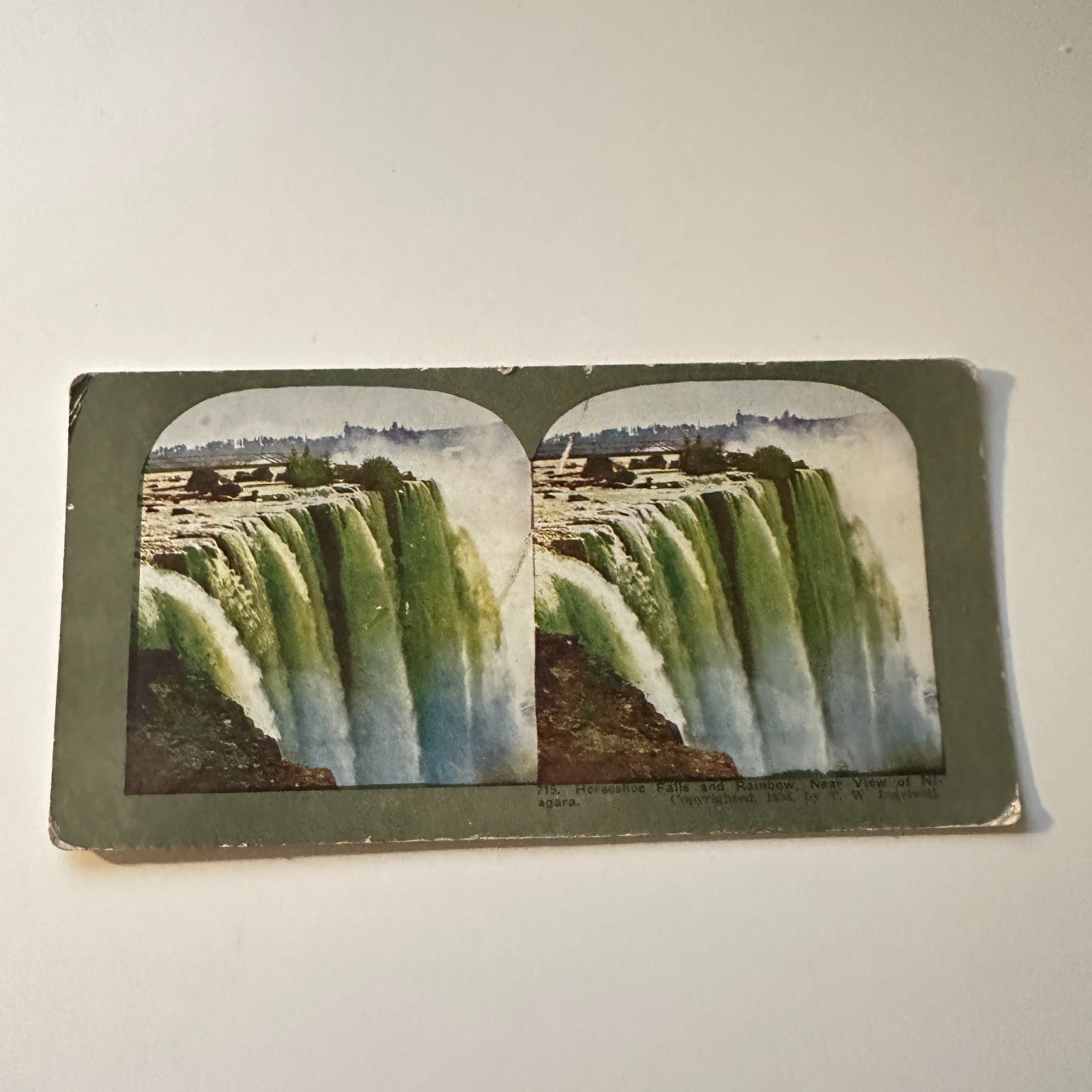 Horseshoe Falls & Rainbow Near View Of Niagara Antique Stereoview Card 5H6-3