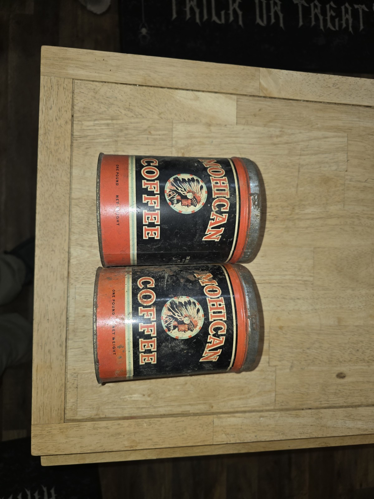 Mohican Vintage Coffee Tin Canister. No Lids. 2 Pack. Okay Condition See Photos