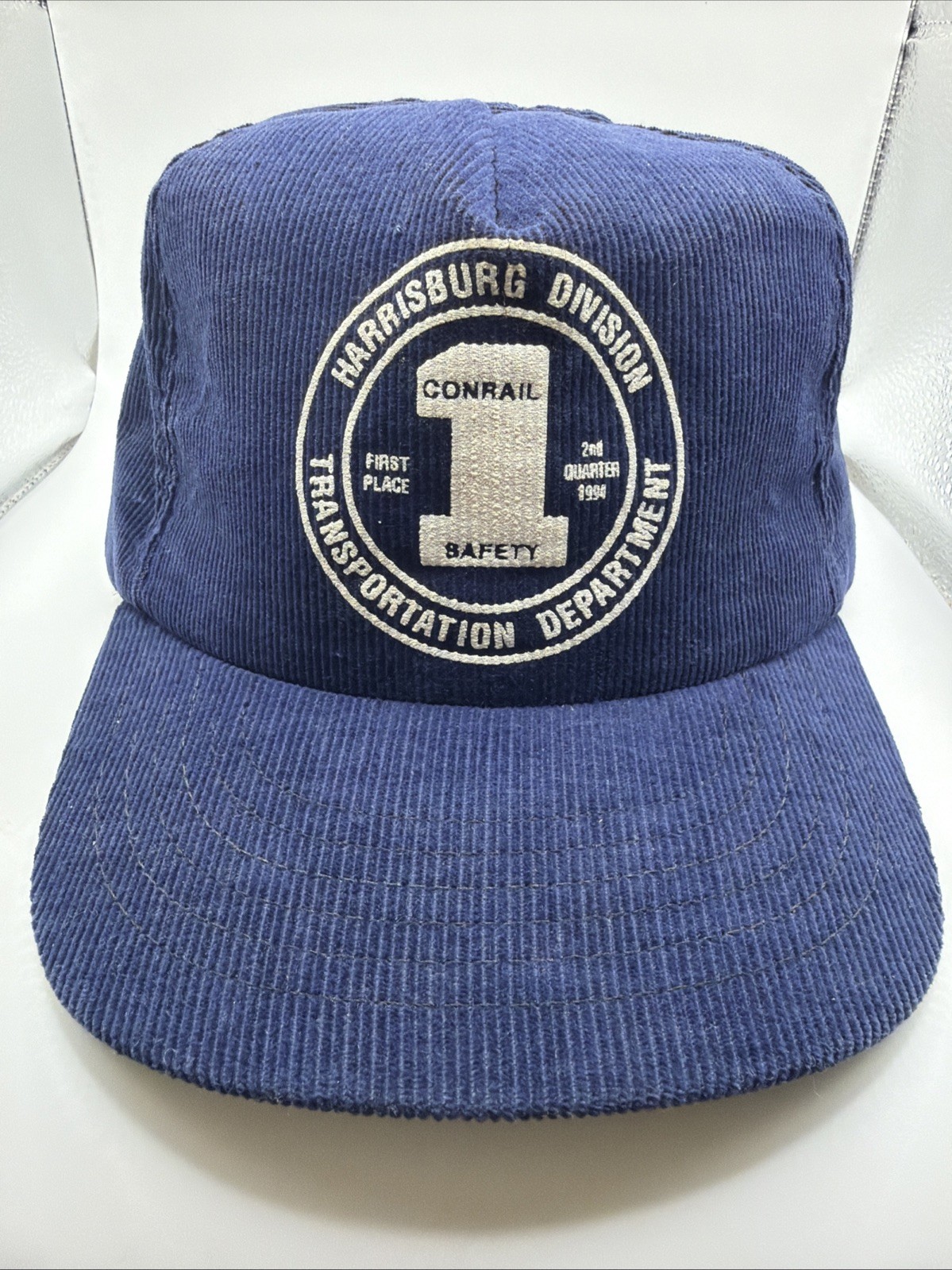 Vintage 1994 Conrail Harrisburg Division Safety Award Corduroy Snapback Hat