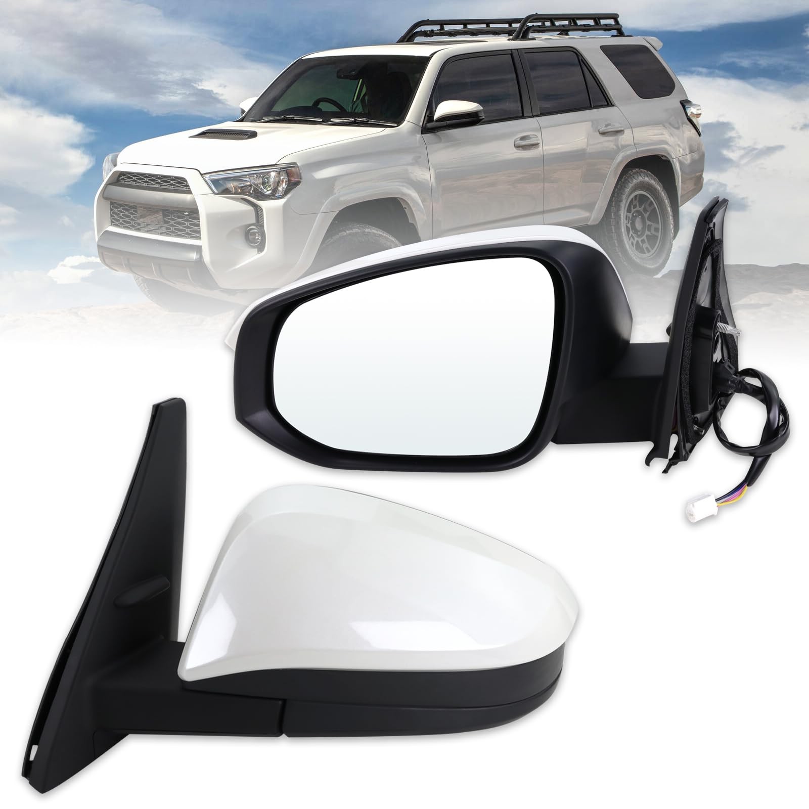 Lqito Left Driver Side Mirror 2014-2025 Toyota 4Runner White Power Glass Heated Lqito Left Driver Side Mirror 2014-2025 Toyota 4Runner White Power Glass Heated