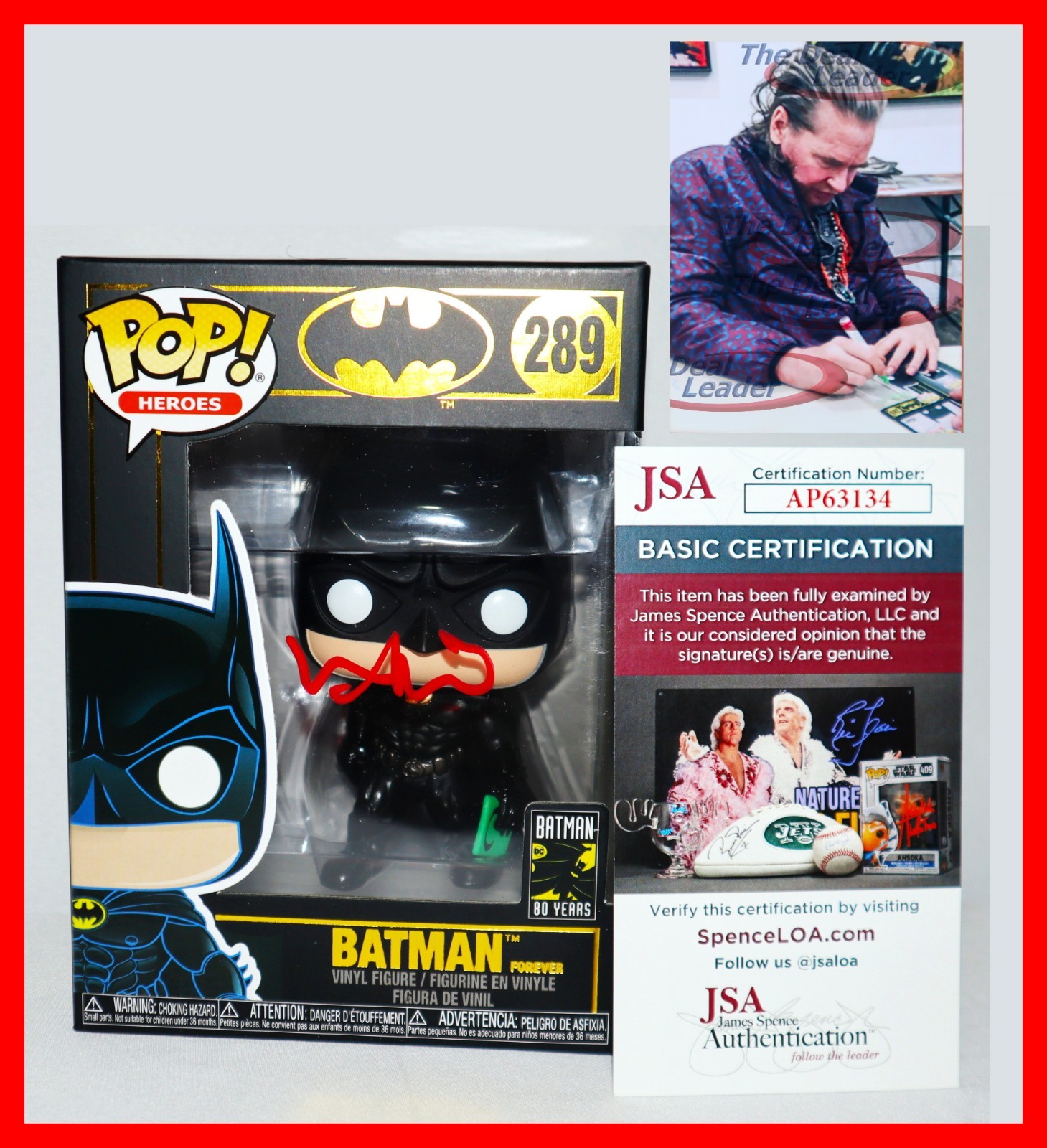 🦇🦸🏻‍🔥 Val Kilmer Signed Autographed Batman Forever Funko POP JSA PSA