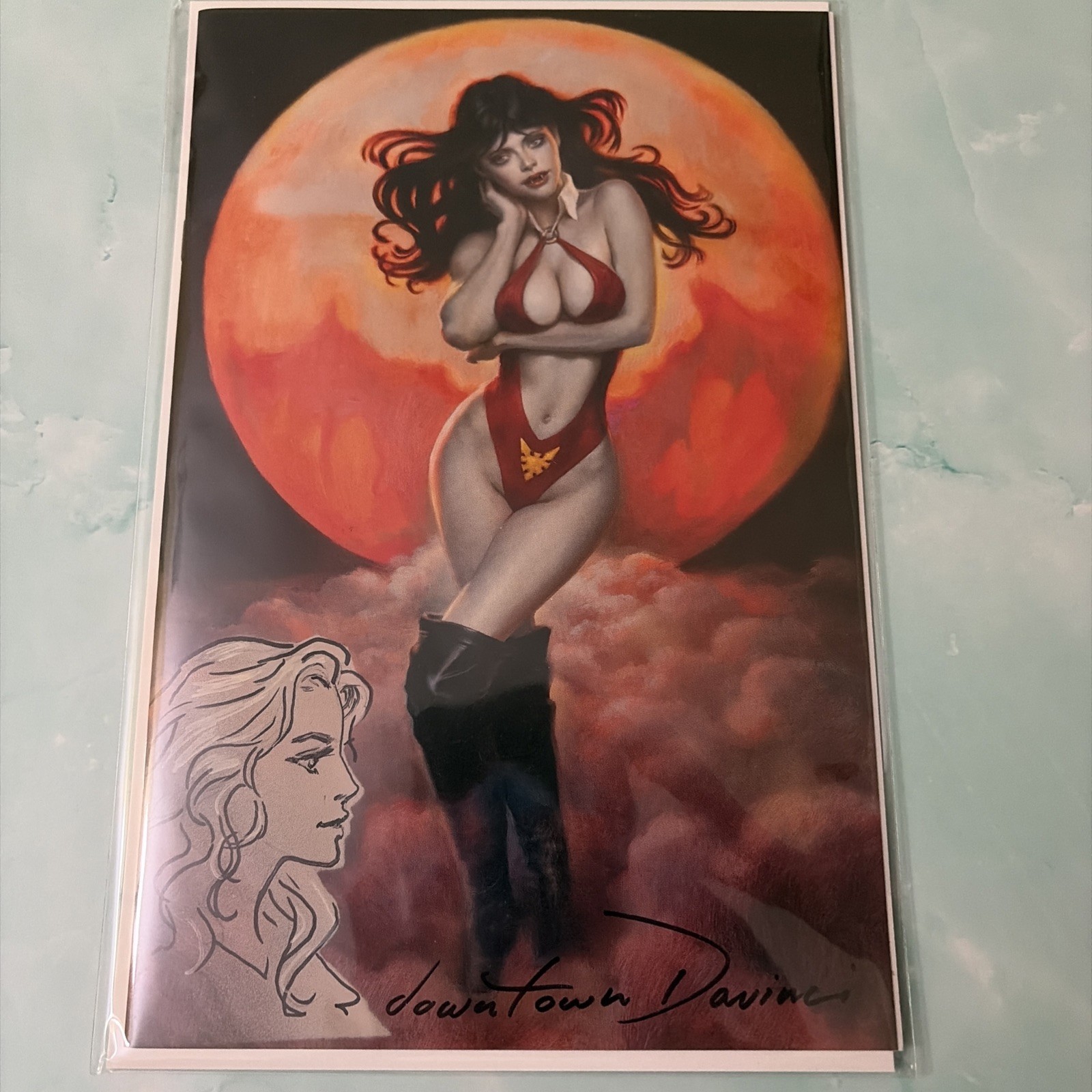 Vampirella Armageddon 12 ‘26 Downtown Da Vinci Virgin LTD 200 REMARKED + SIGNED Vampirella Armageddon 12 ‘26 Downtown Da Vinci Virgin LTD 200 REMARKED + SIGNED