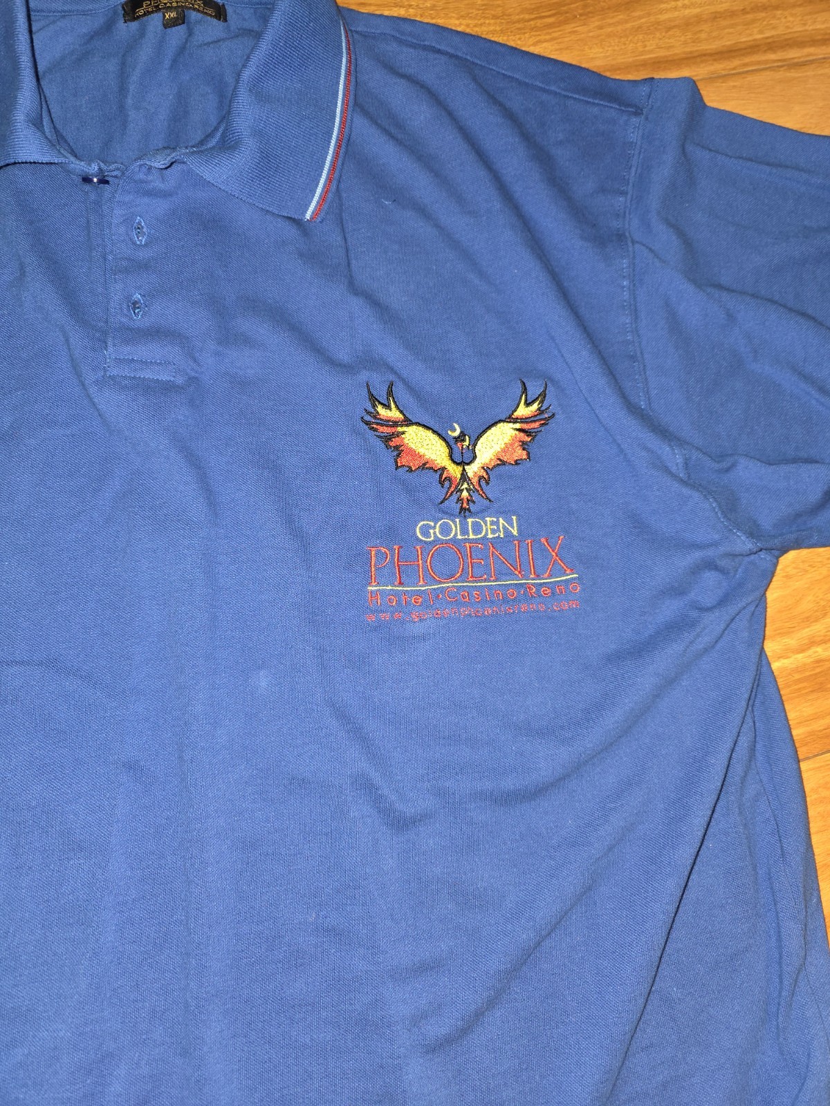 Vintage Polo Shirt Golden Phoenix Hotel Casino Reno XXL Royal Blue Men's 