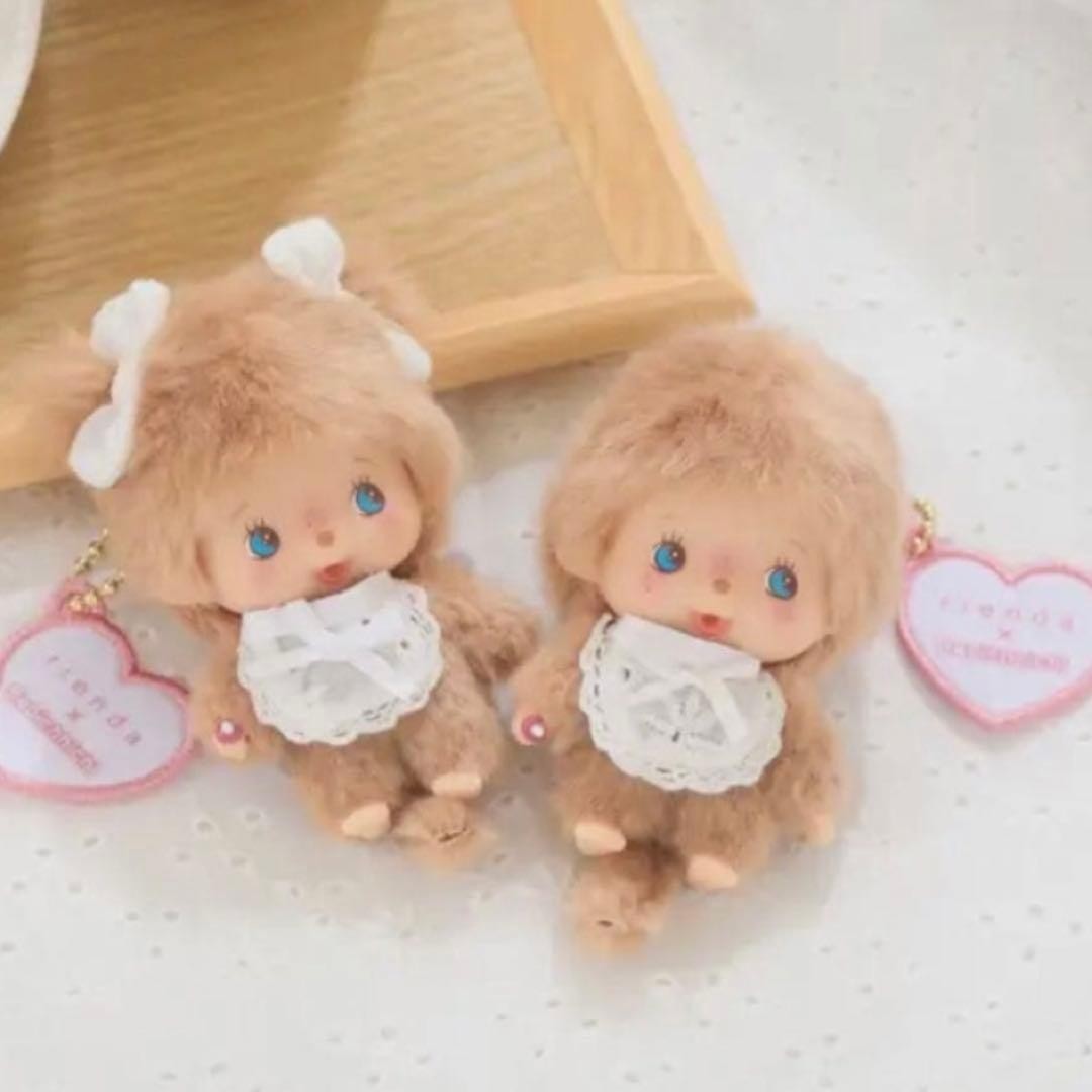 Bebichhichi x rienda Plush Charm Keychain Boy Girl 2pc Set Monchhichi Japan