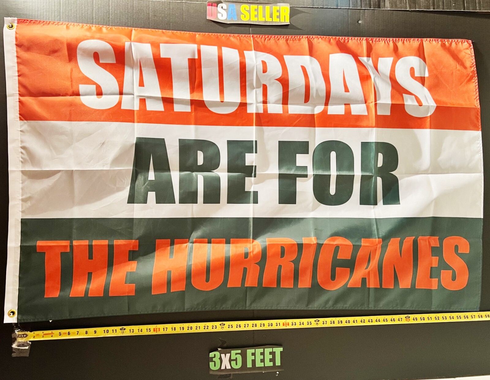 Football Flag Miami Hurricanes NFL NCAA Beer Cave USA Sign 3x5\' Football Flag Miami Hurricanes NFL NCAA Beer Cave USA Sign 3x5\'