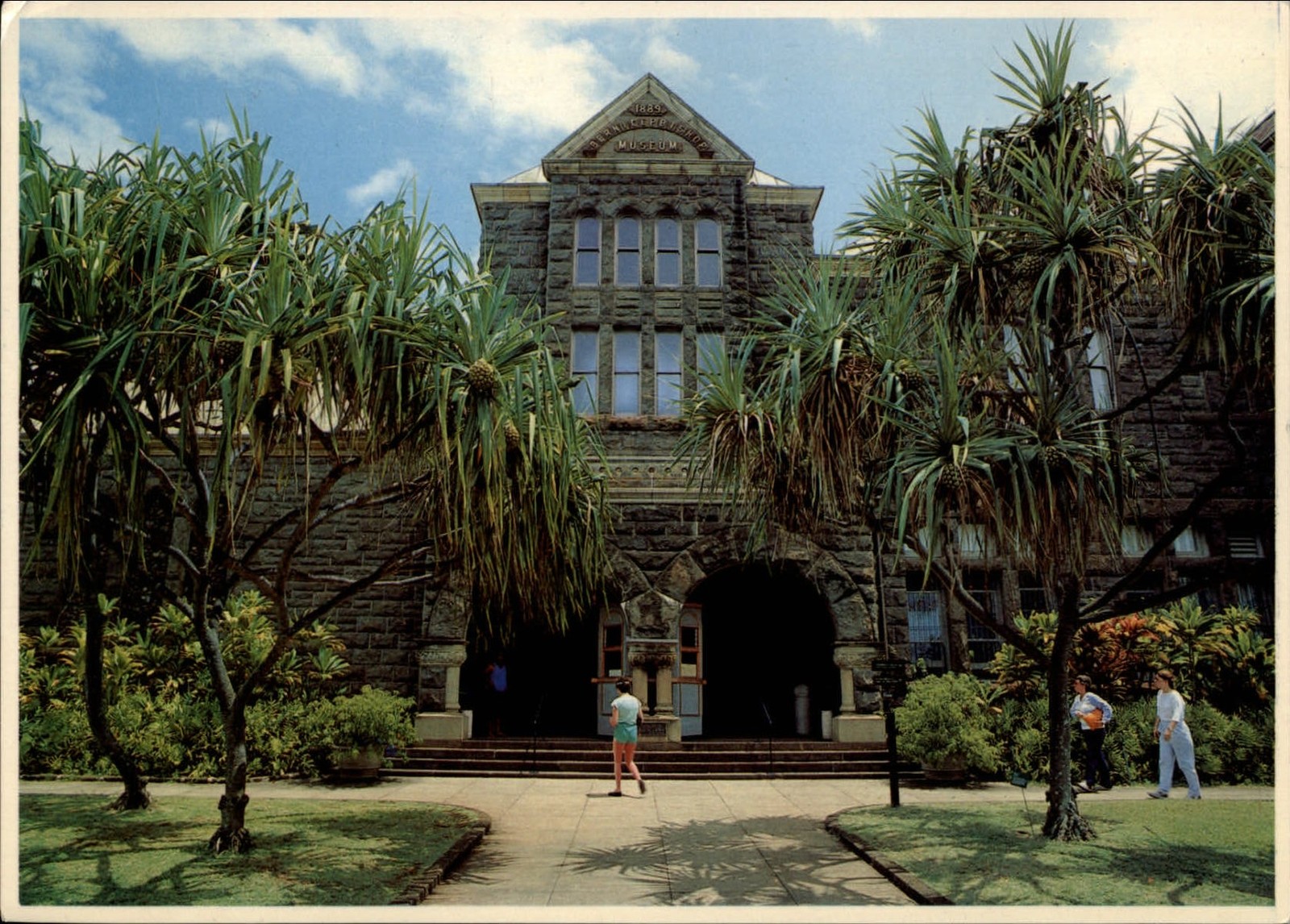 Hawaii Honolulu Bernice P Bishop Museum palm trees ~ unused postcard sku107