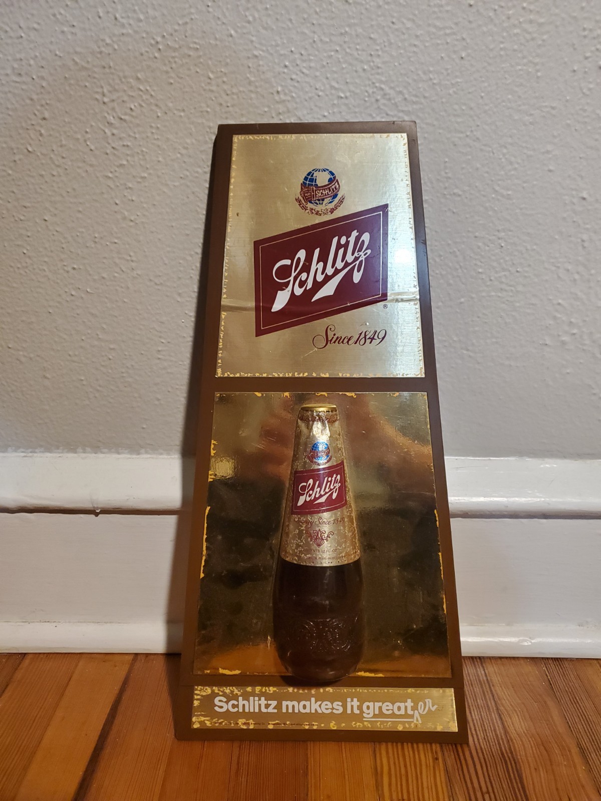 Vintage 1979 Schiltz Makes It Great^er Beer Advertising Sign
