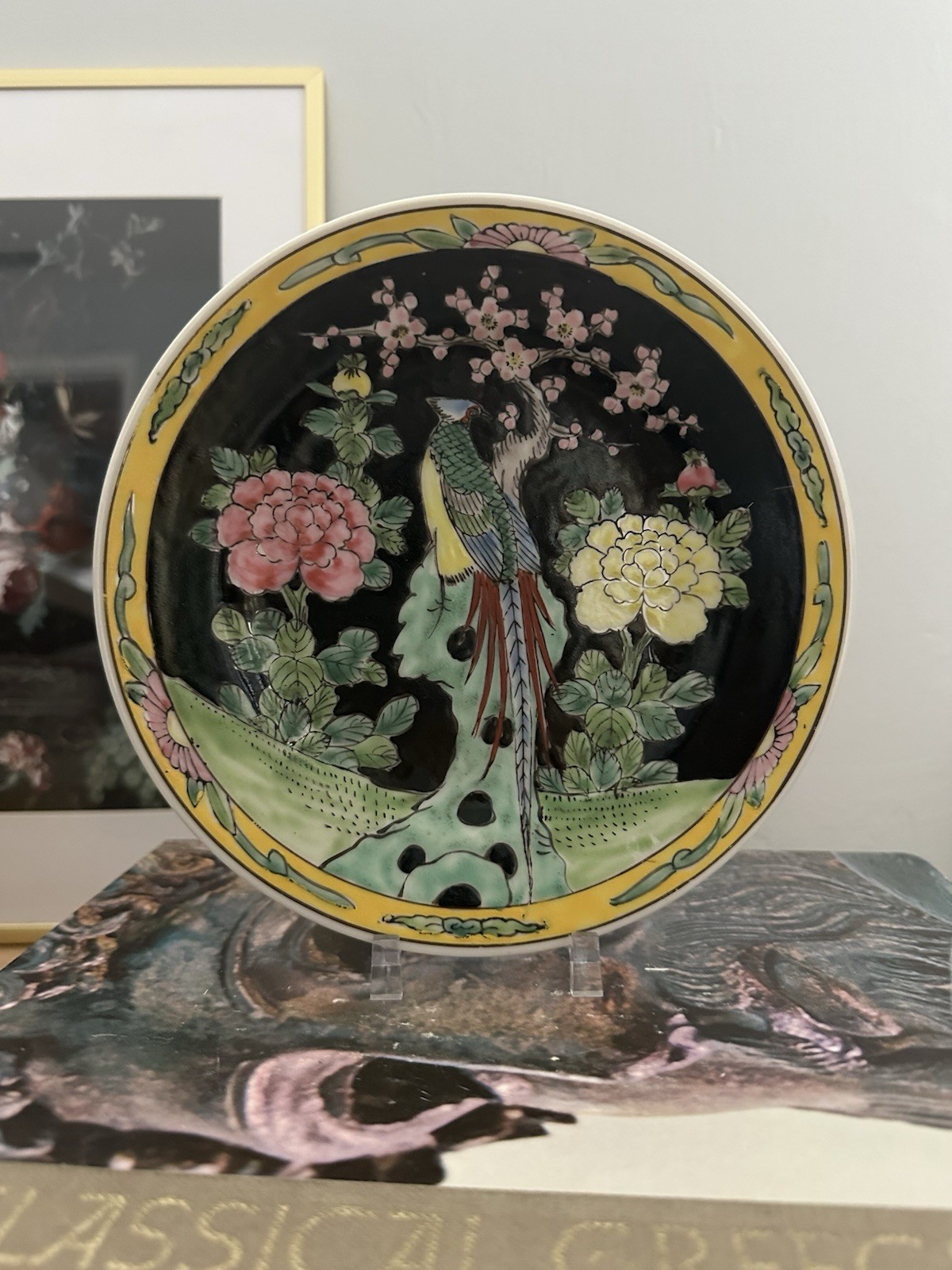 Vintage Handpainted Japanese Peacock and Floral Design Decorative Plate Vintage Handpainted Japanese Peacock and Floral Design Decorative Plate